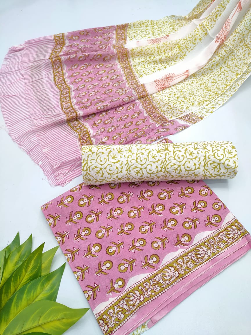 hand block chiffon salwa suit set