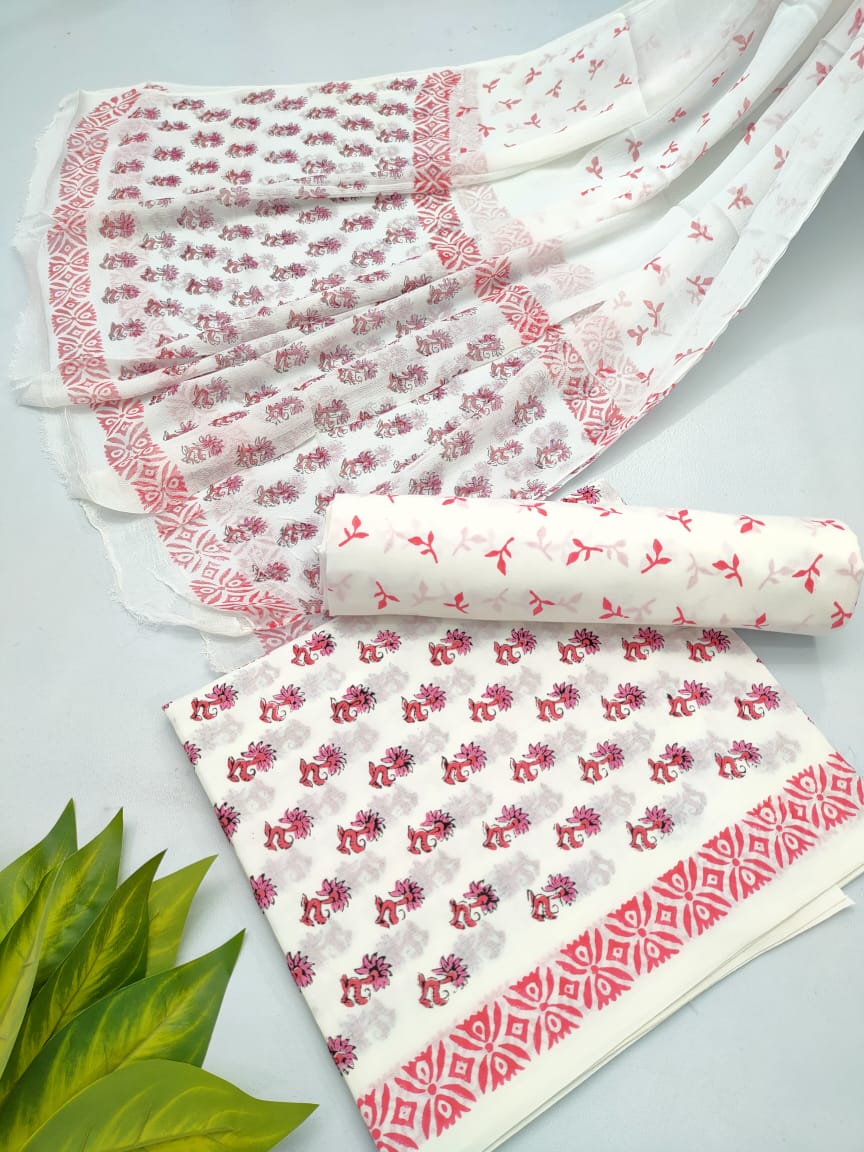 hand block chiffon salwa suit set