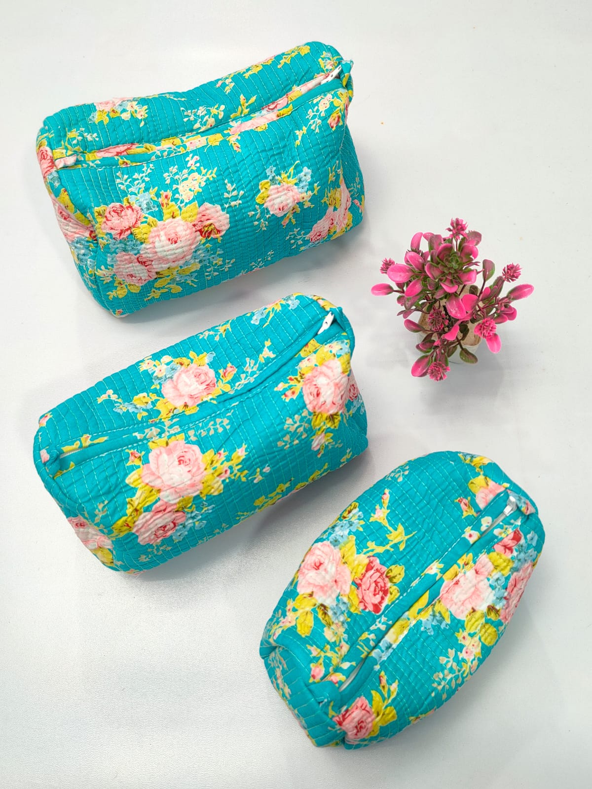 Set of 3 Pouches With A Waterproof Lining, Perfect For Cosmetics