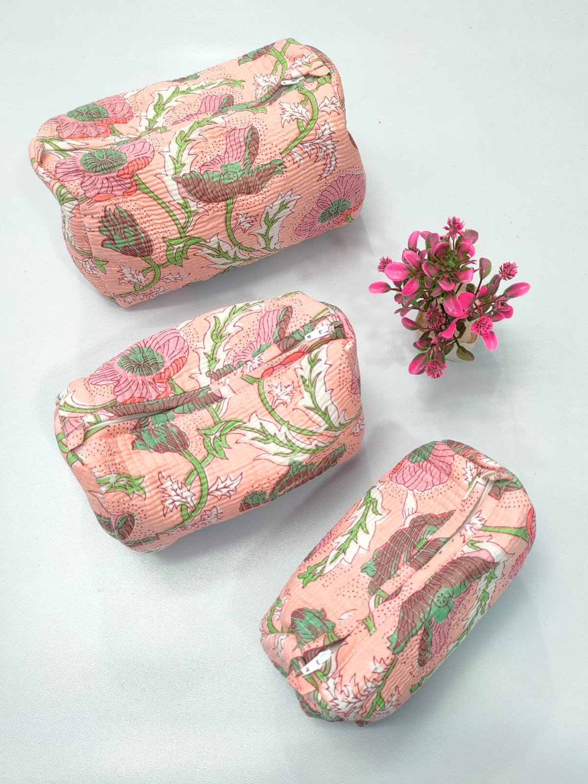 Set of 3 Pouches With A Waterproof Lining, Perfect For Cosmetics
