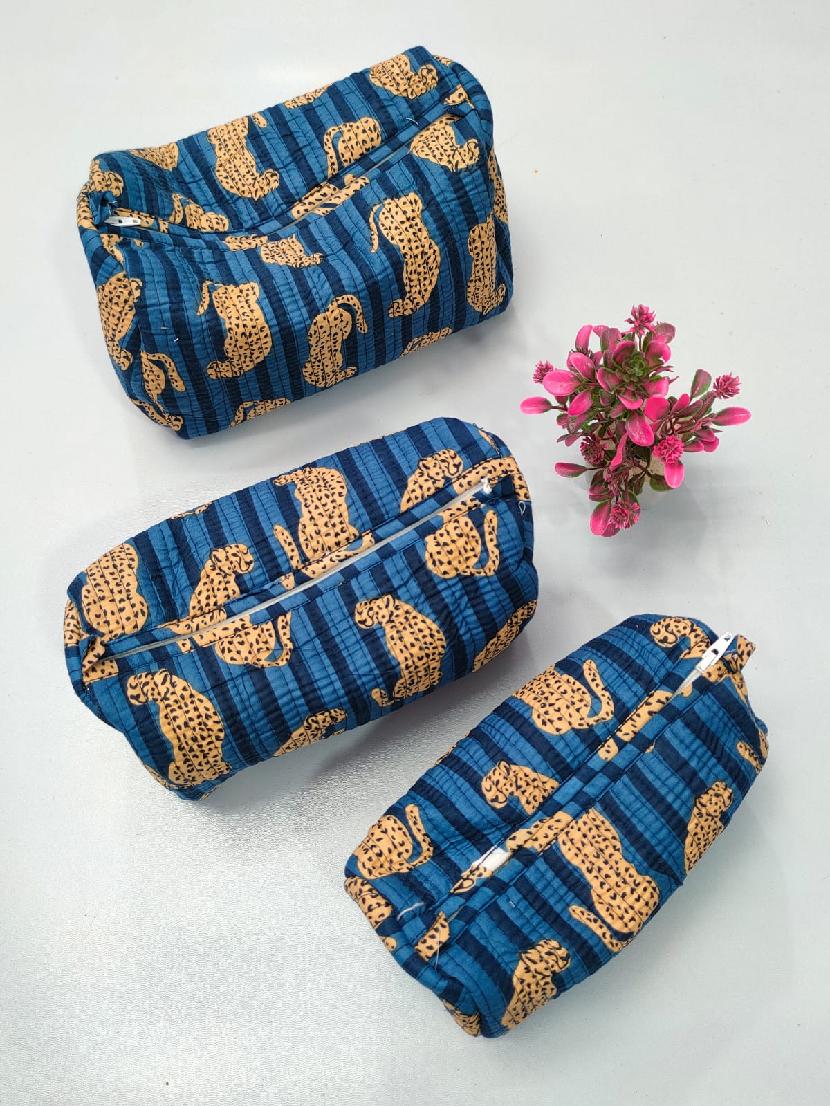 Set of 3 Pouches With A Waterproof Lining, Perfect For Cosmetics