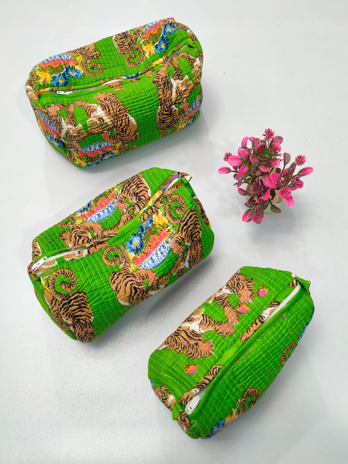 Set of 3 Pouches With A Waterproof Lining, Perfect For Cosmetics