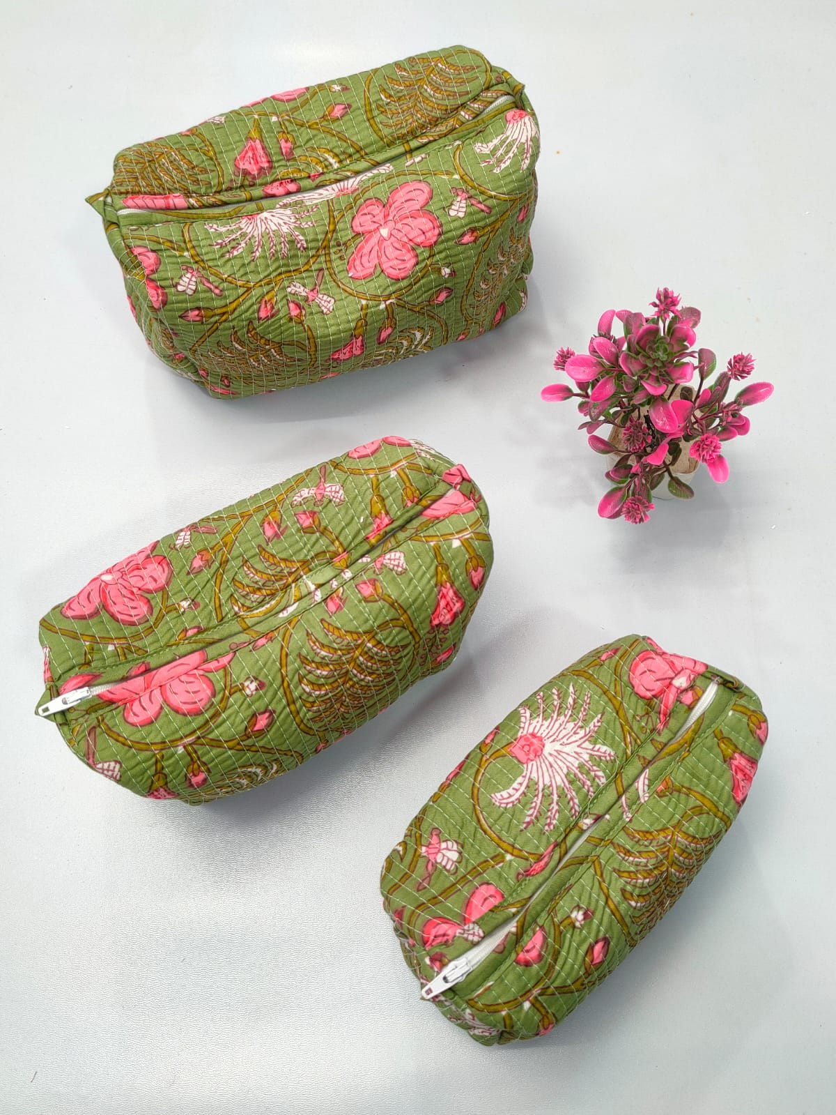 Set of 3 Pouches With A Waterproof Lining, Perfect For Cosmetics