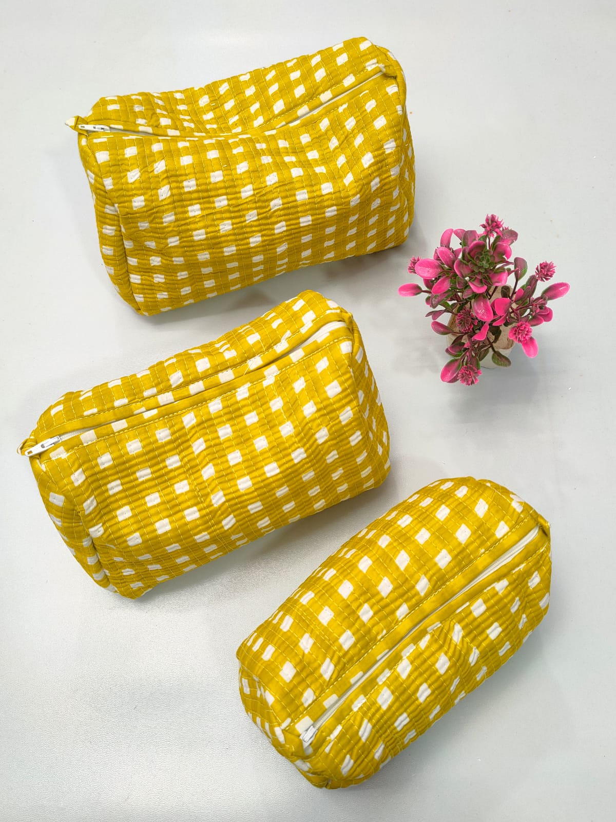Set of 3 Pouches With A Waterproof Lining, Perfect For Cosmetics