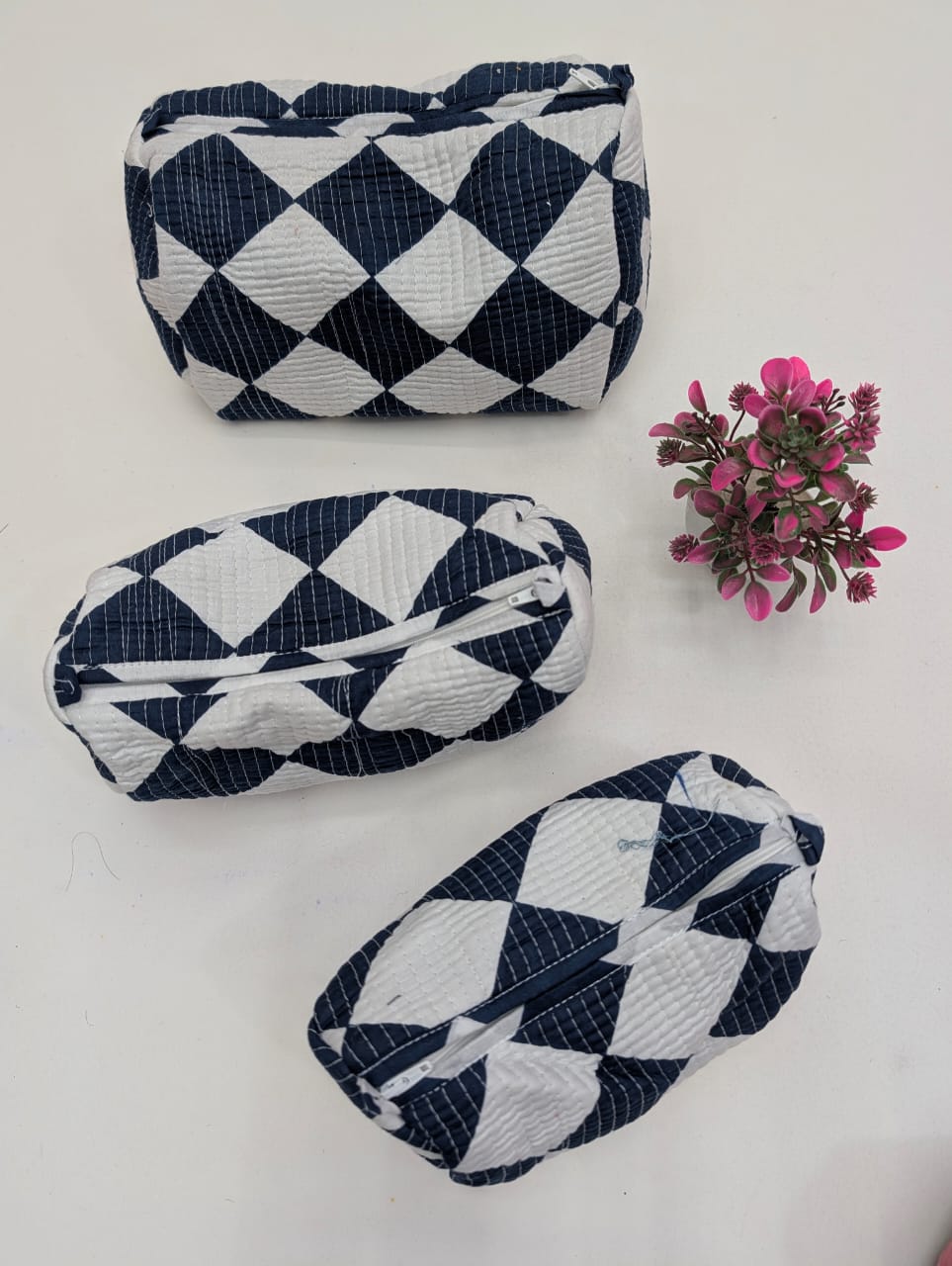 Set of 3 Pouches With A Waterproof Lining, Perfect For Cosmetics