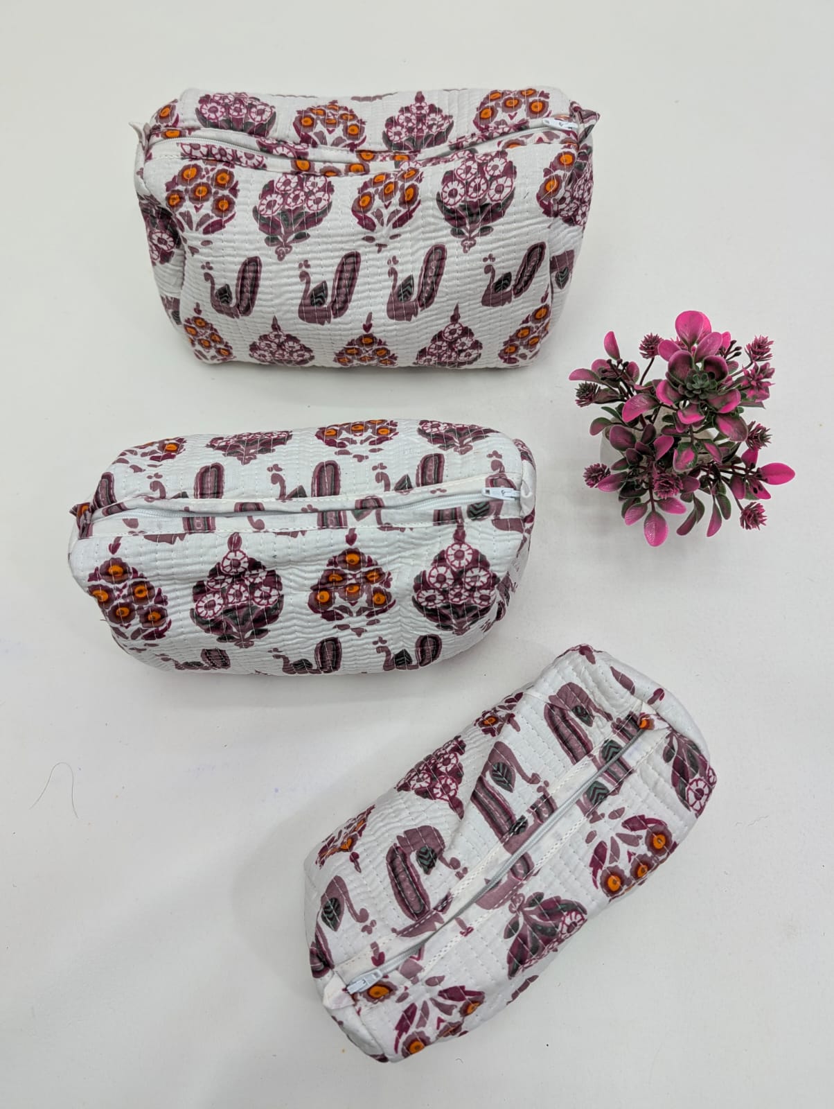 Set of 3 Pouches With A Waterproof Lining, Perfect For Cosmetics