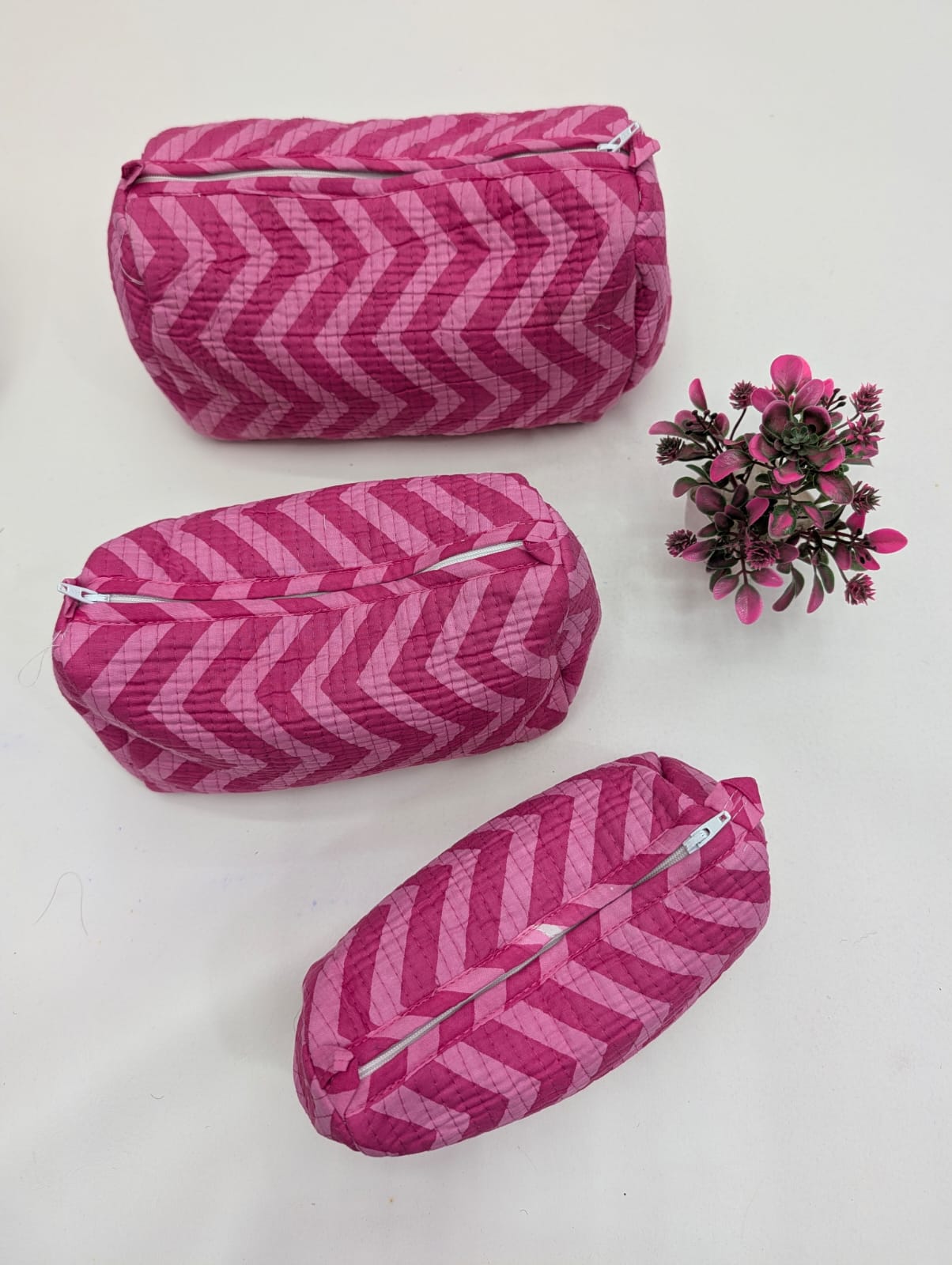 Set of 3 Pouches With A Waterproof Lining, Perfect For Cosmetics