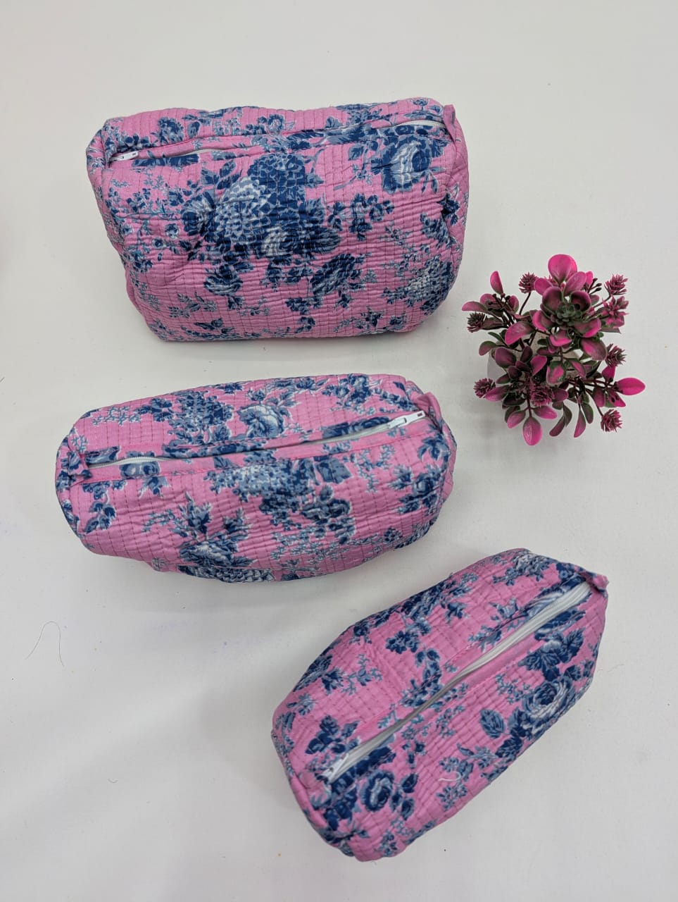 Set of 3 Pouches With A Waterproof Lining, Perfect For Cosmetics