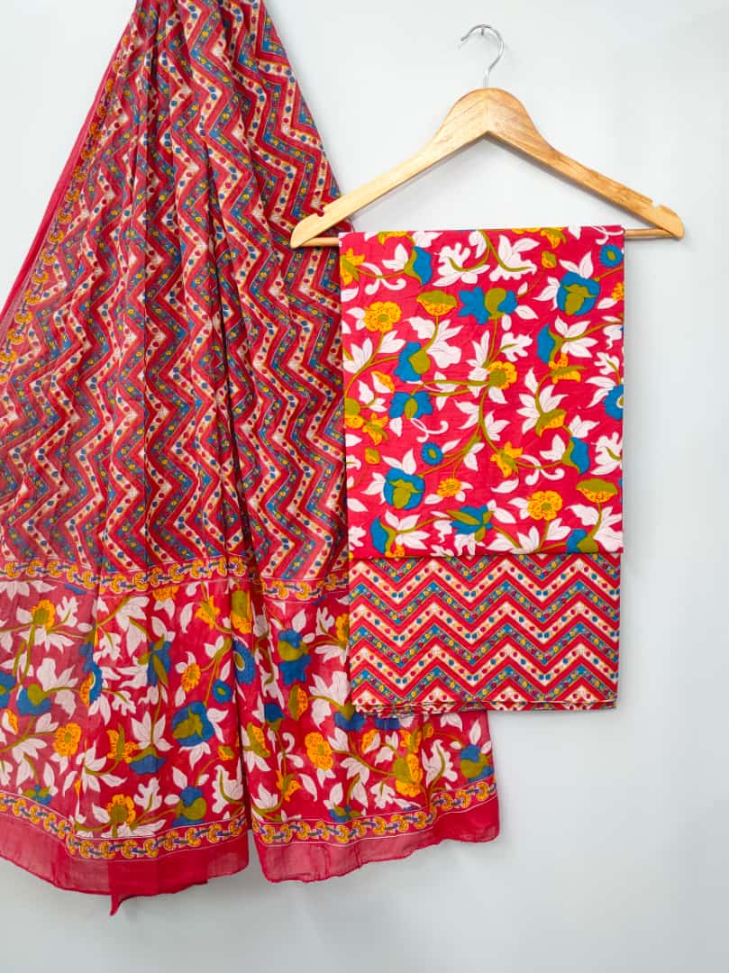 Cotton Screen Print Salwar Suit with Cotton Dupatta - TSPSMLPS2