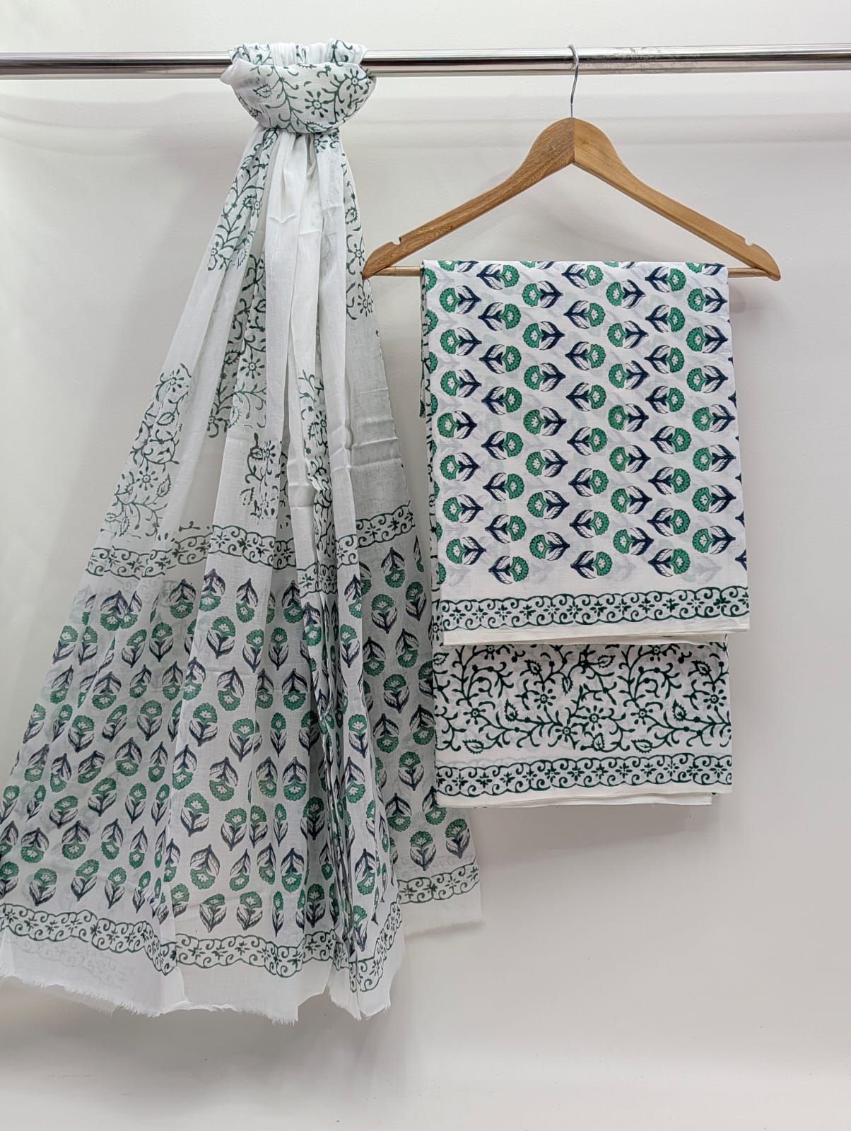 Hand Block Cotton Salwar Suit Set with Cotton Dupatta