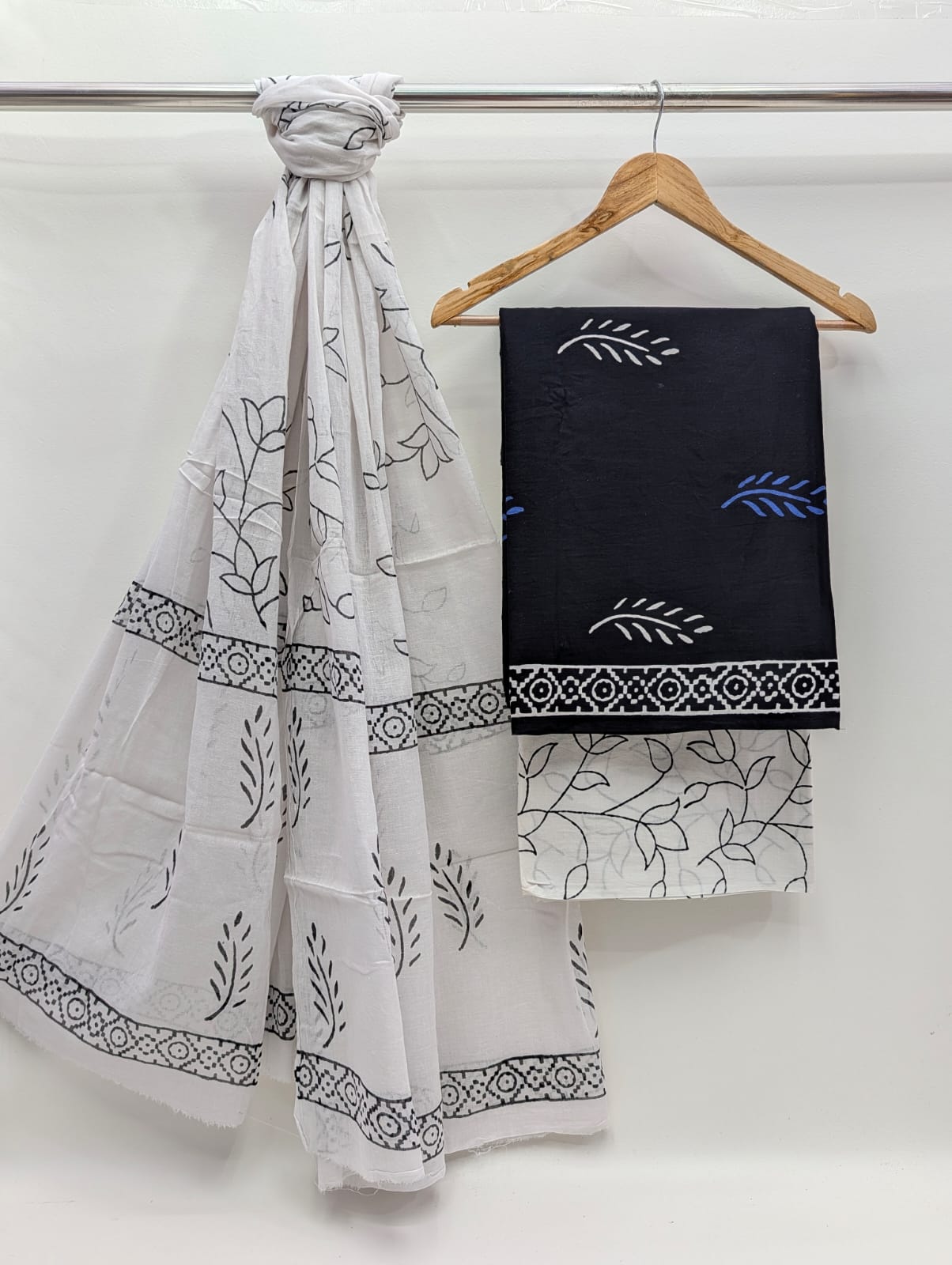 Hand Block Cotton Salwar Suit Set with Cotton Dupatta