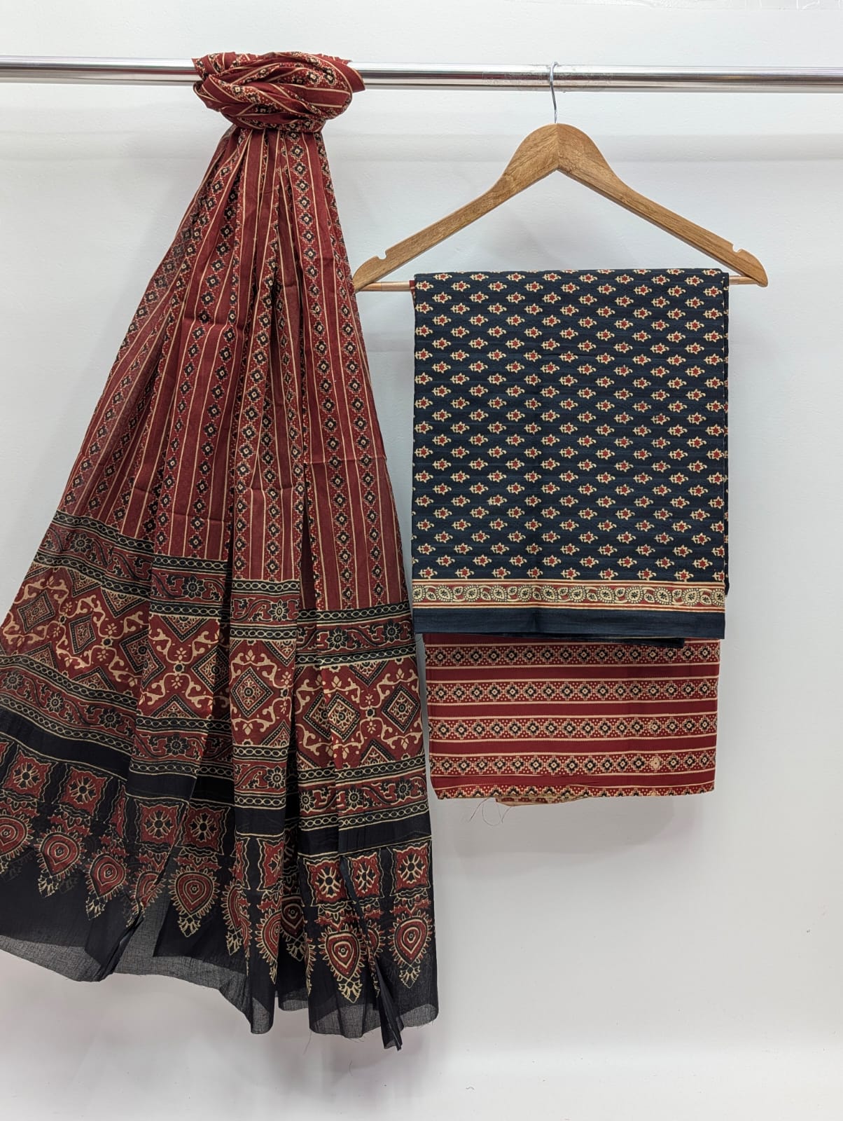 Hand Block Cotton Salwar Suit Set with Cotton Dupatta