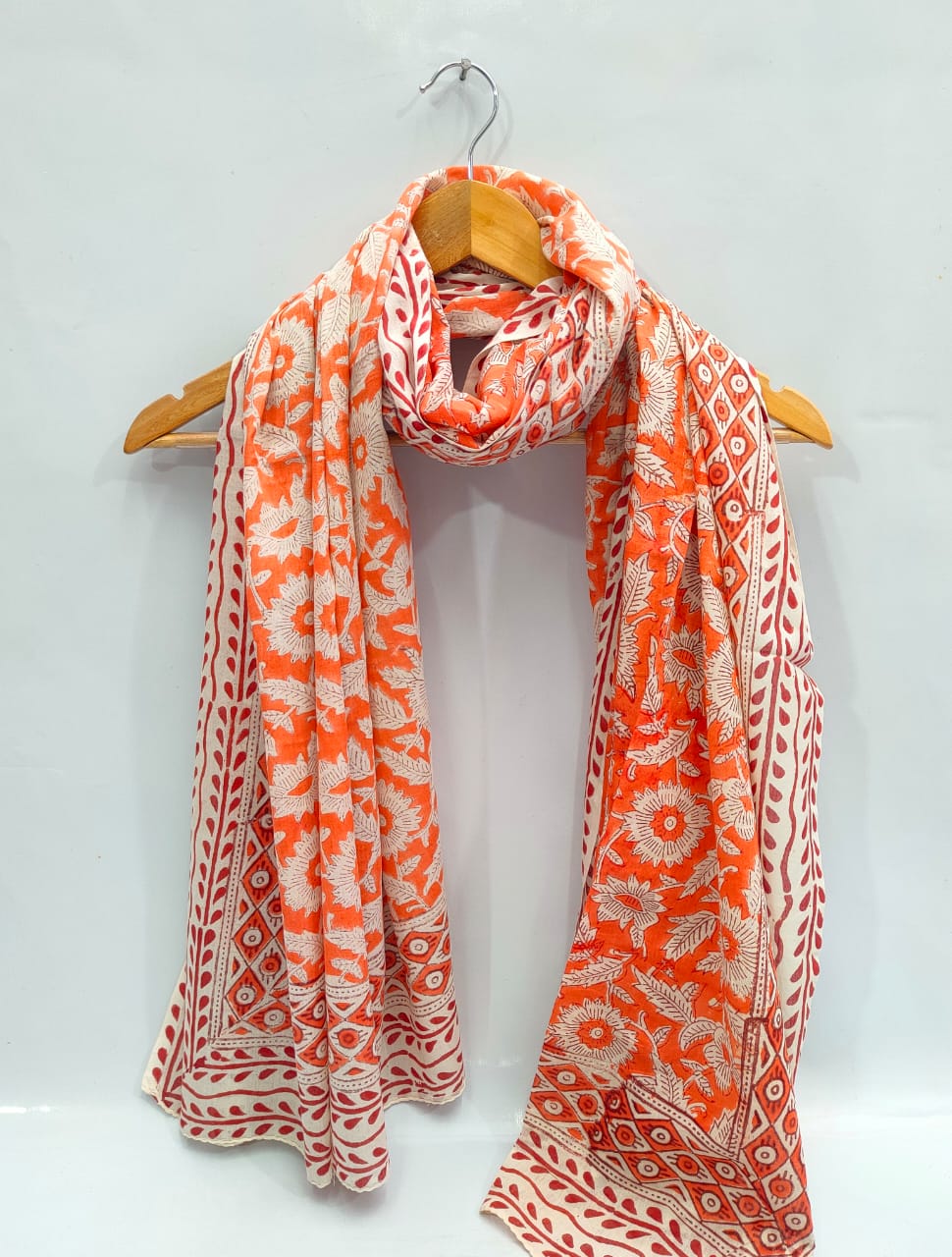 mul cotton dupatta stole hand block printed