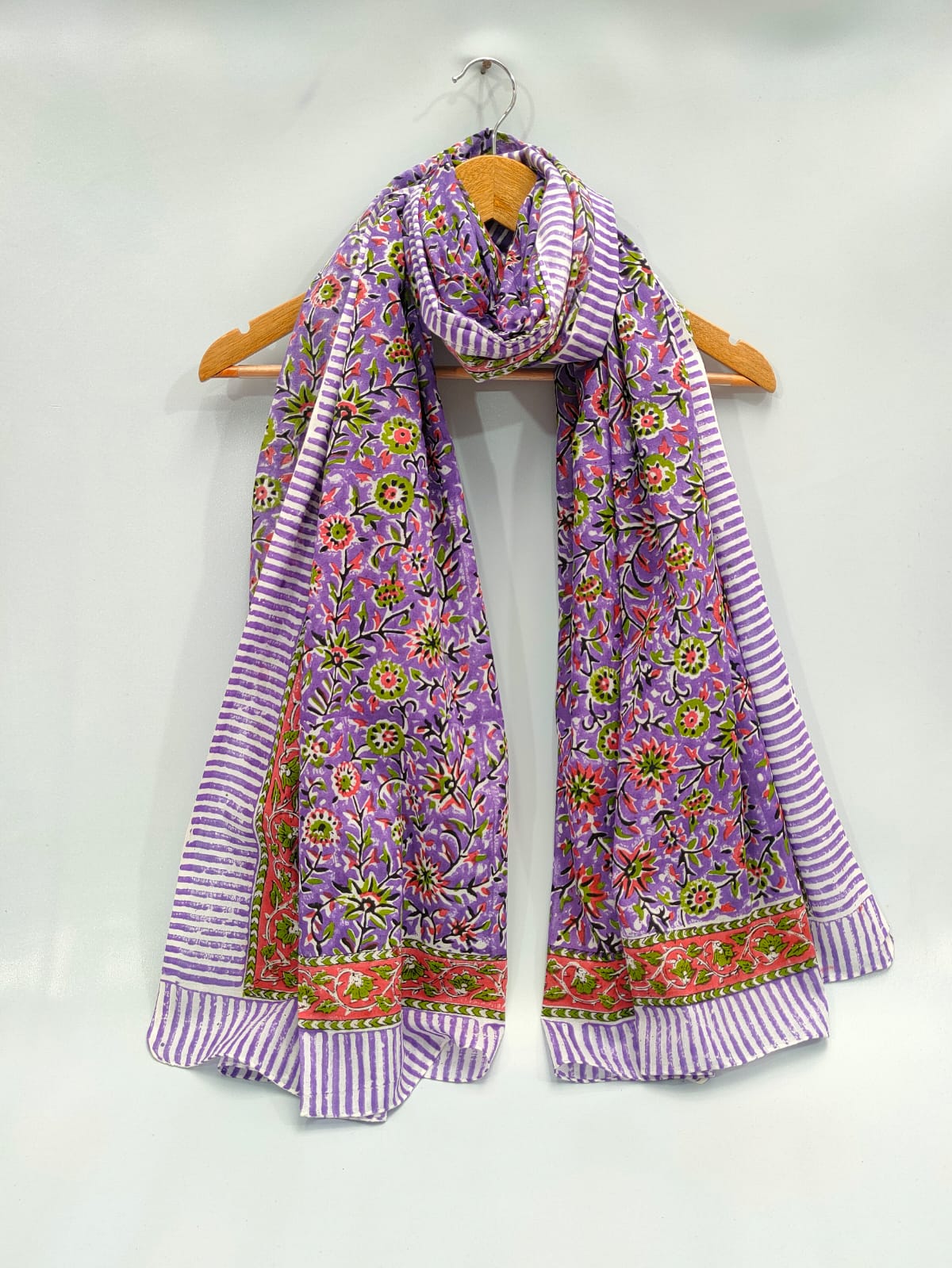 mul cotton hand block printed stole