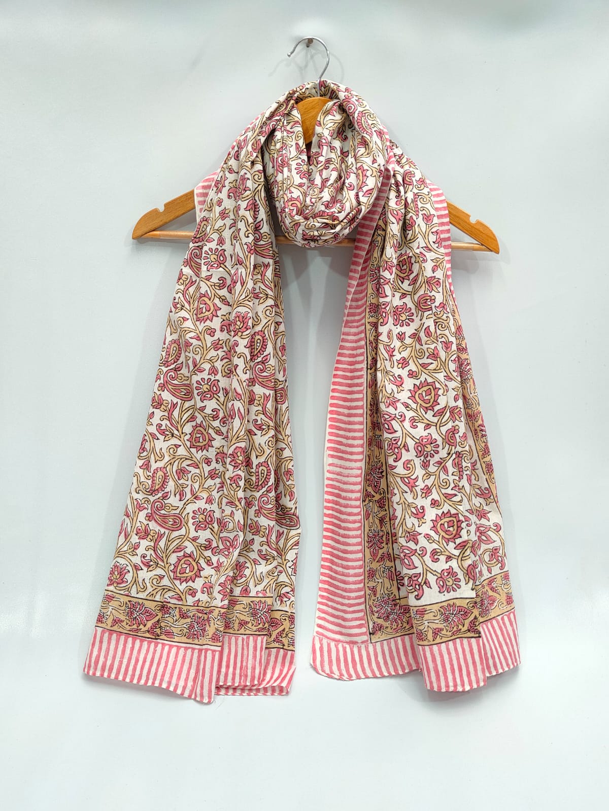 mul cotton hand block printed stole