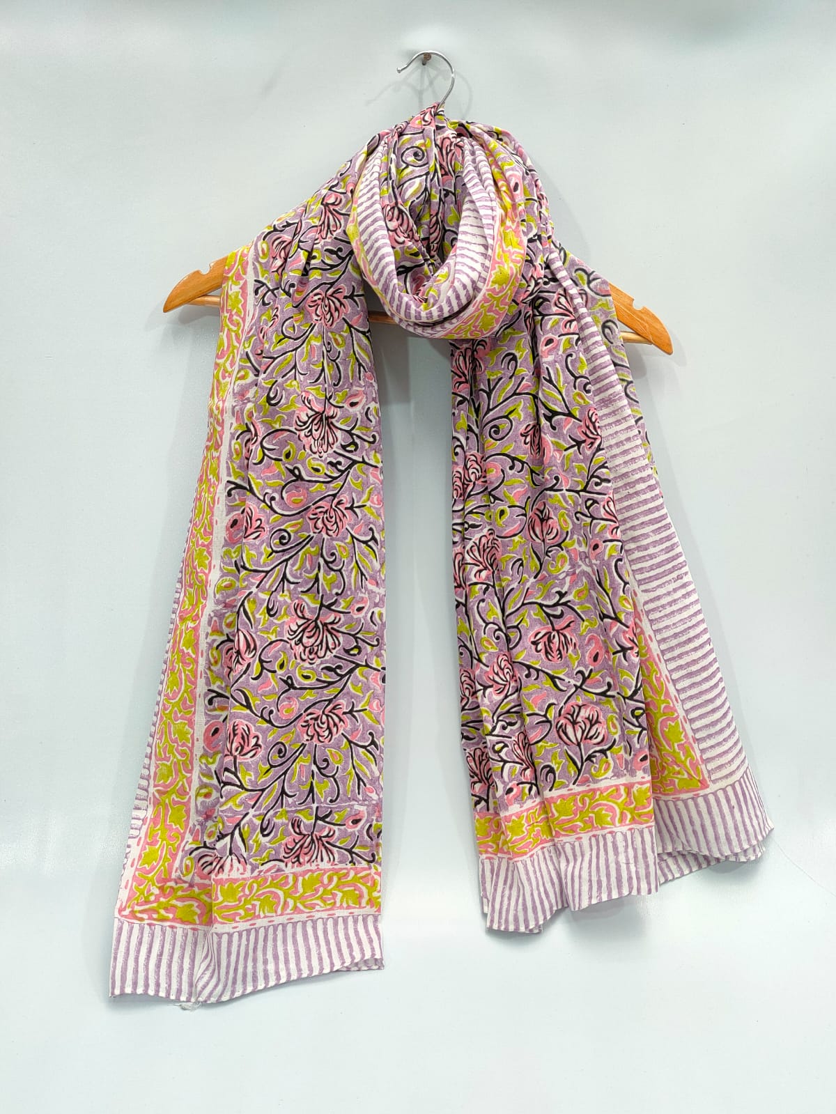 mul cotton hand block printed stole