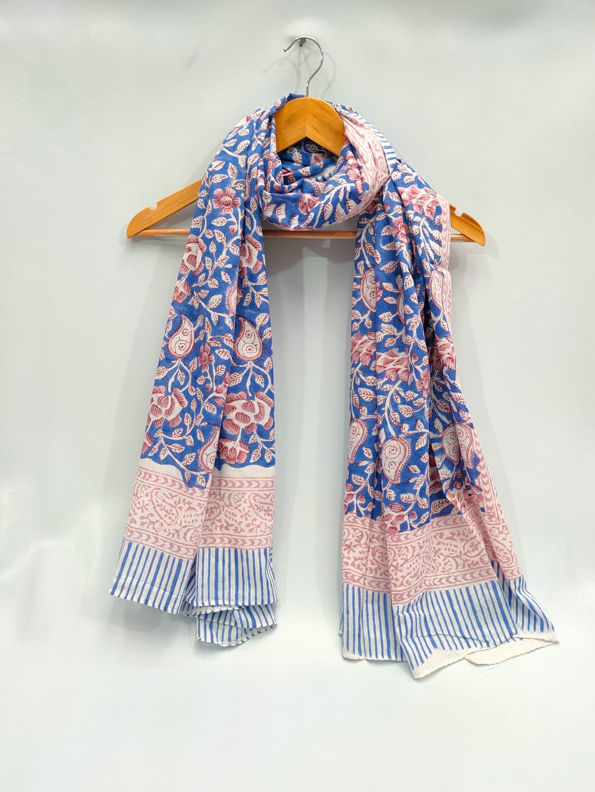 mul cotton hand block printed stole