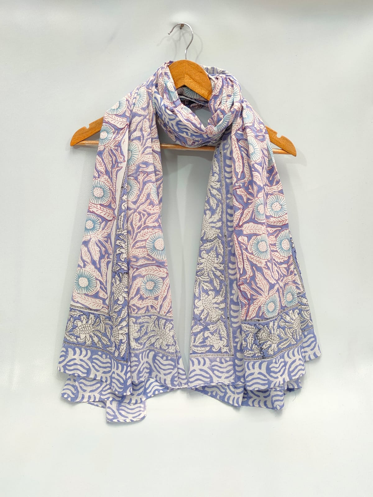 mul cotton hand block printed stole