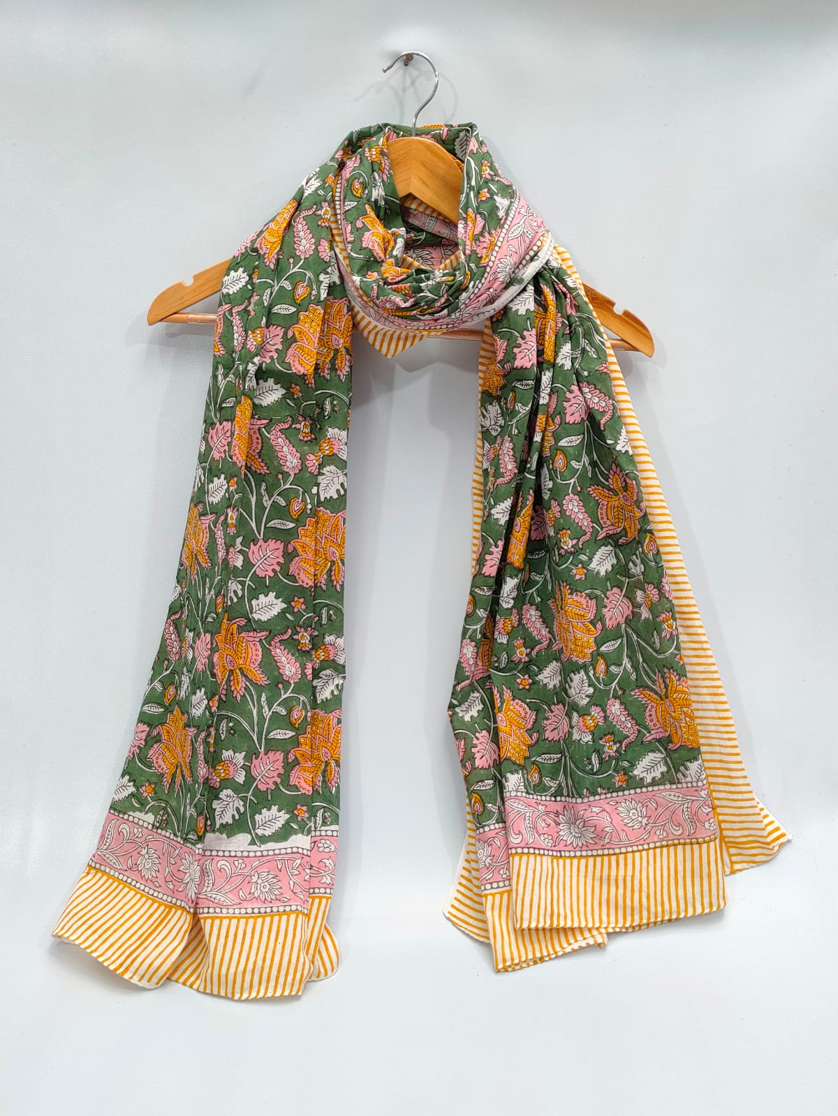 mul cotton hand block printed stole