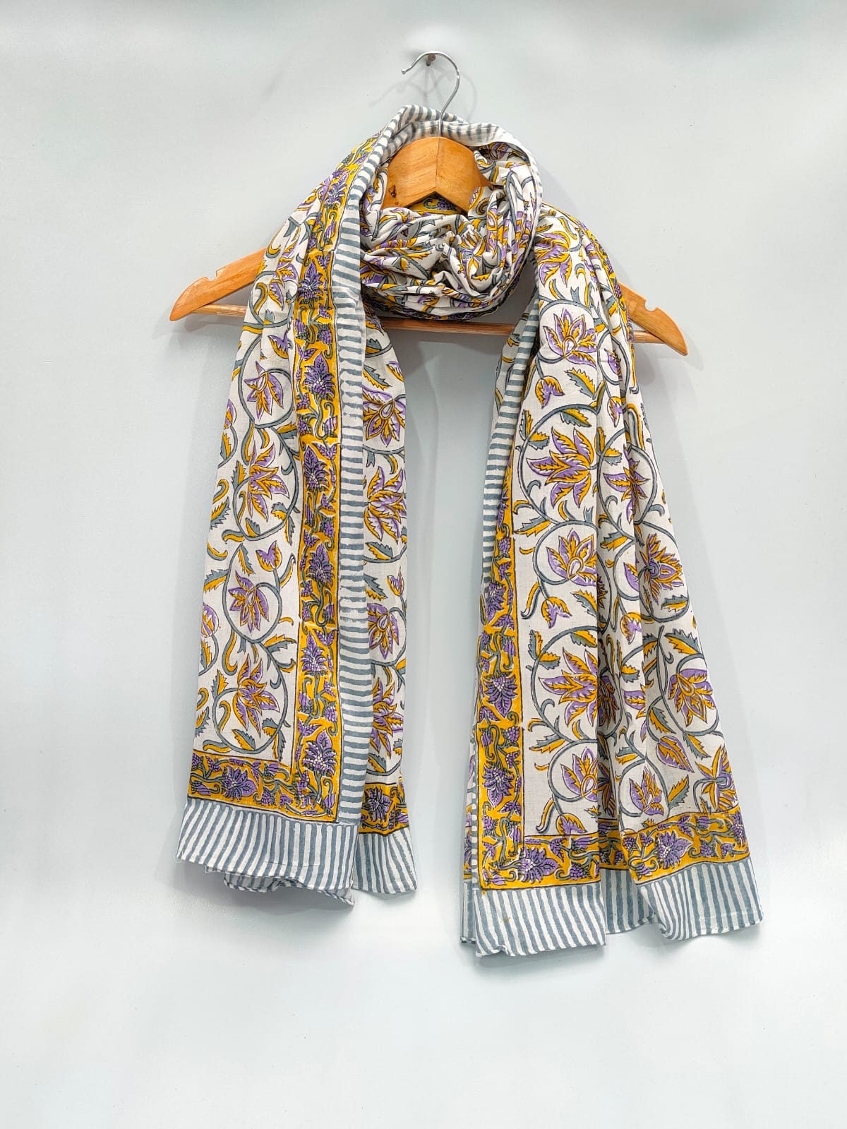 mul cotton hand block printed stole