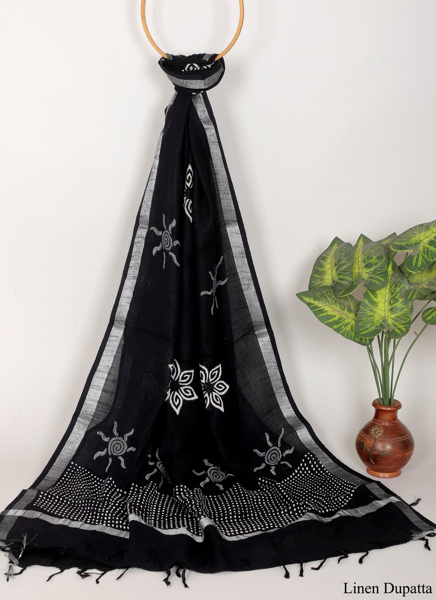 Linen Cotton Dupatta Hand block The Street Pal