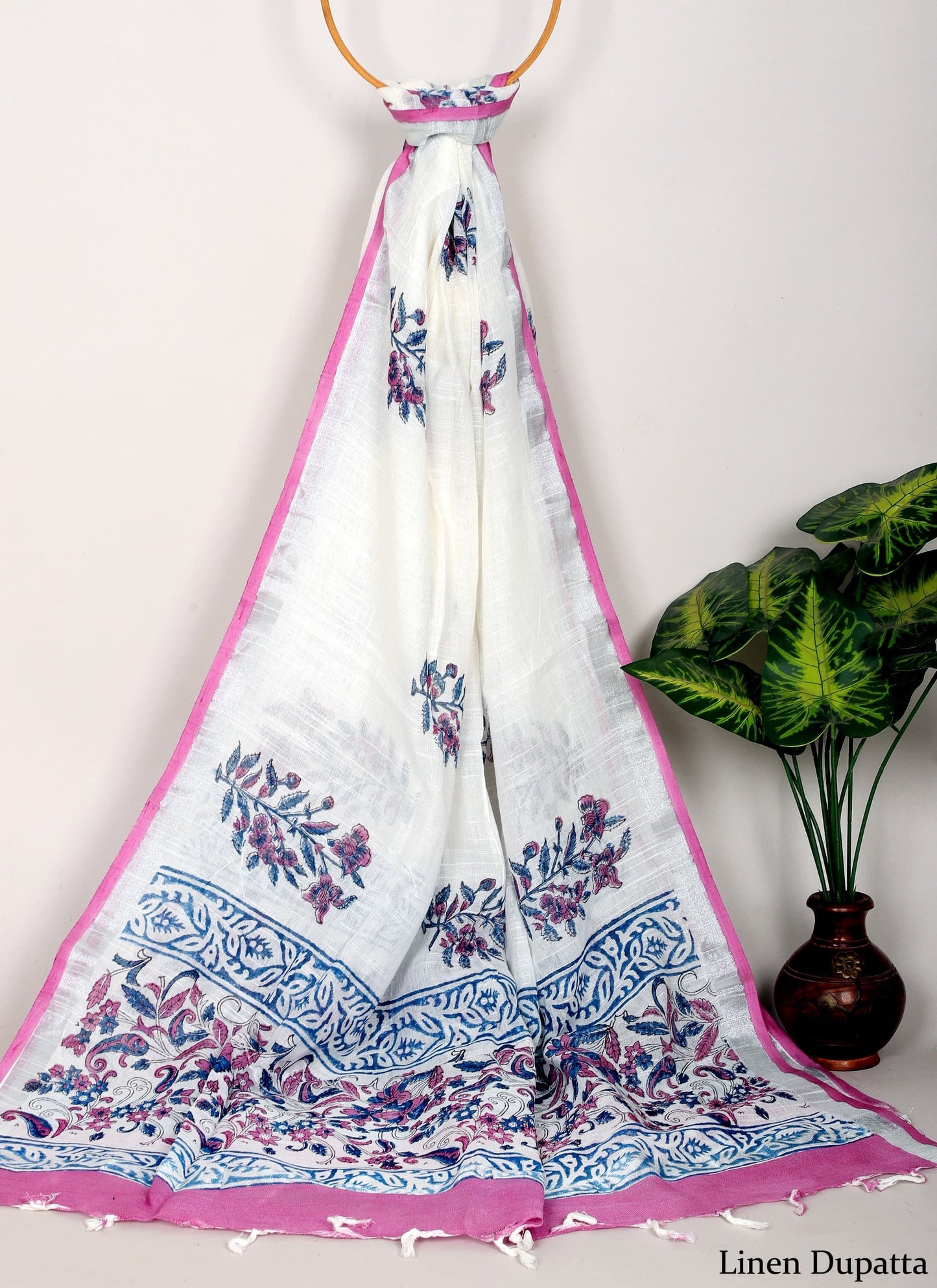 Linen Cotton Dupatta Hand block The Street Pal