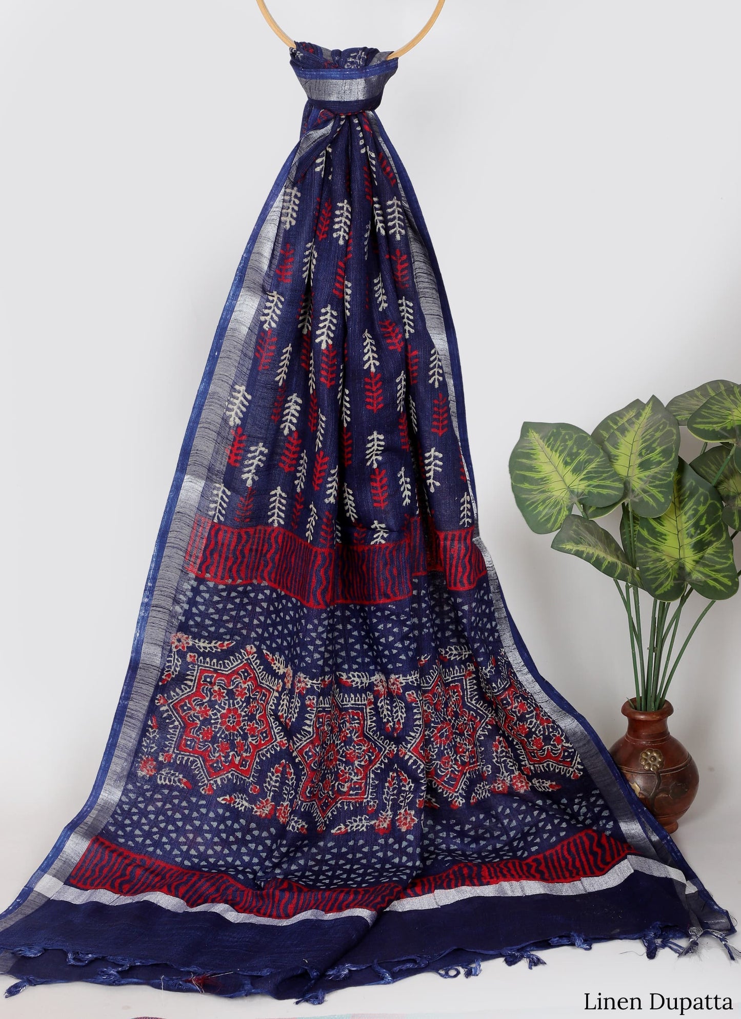 Linen Cotton Dupatta Hand block The Street Pal