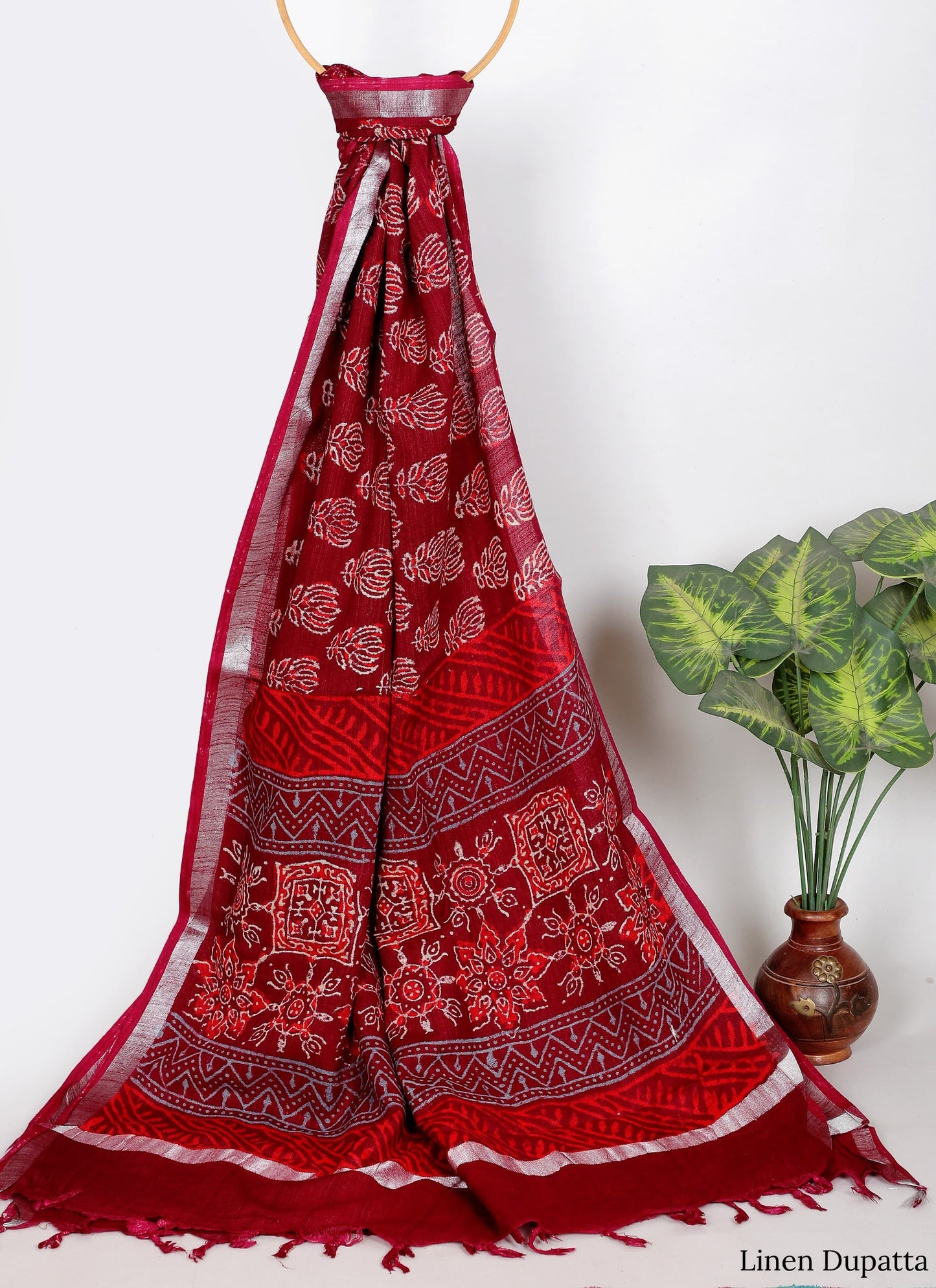 Linen Cotton Dupatta Hand block The Street Pal