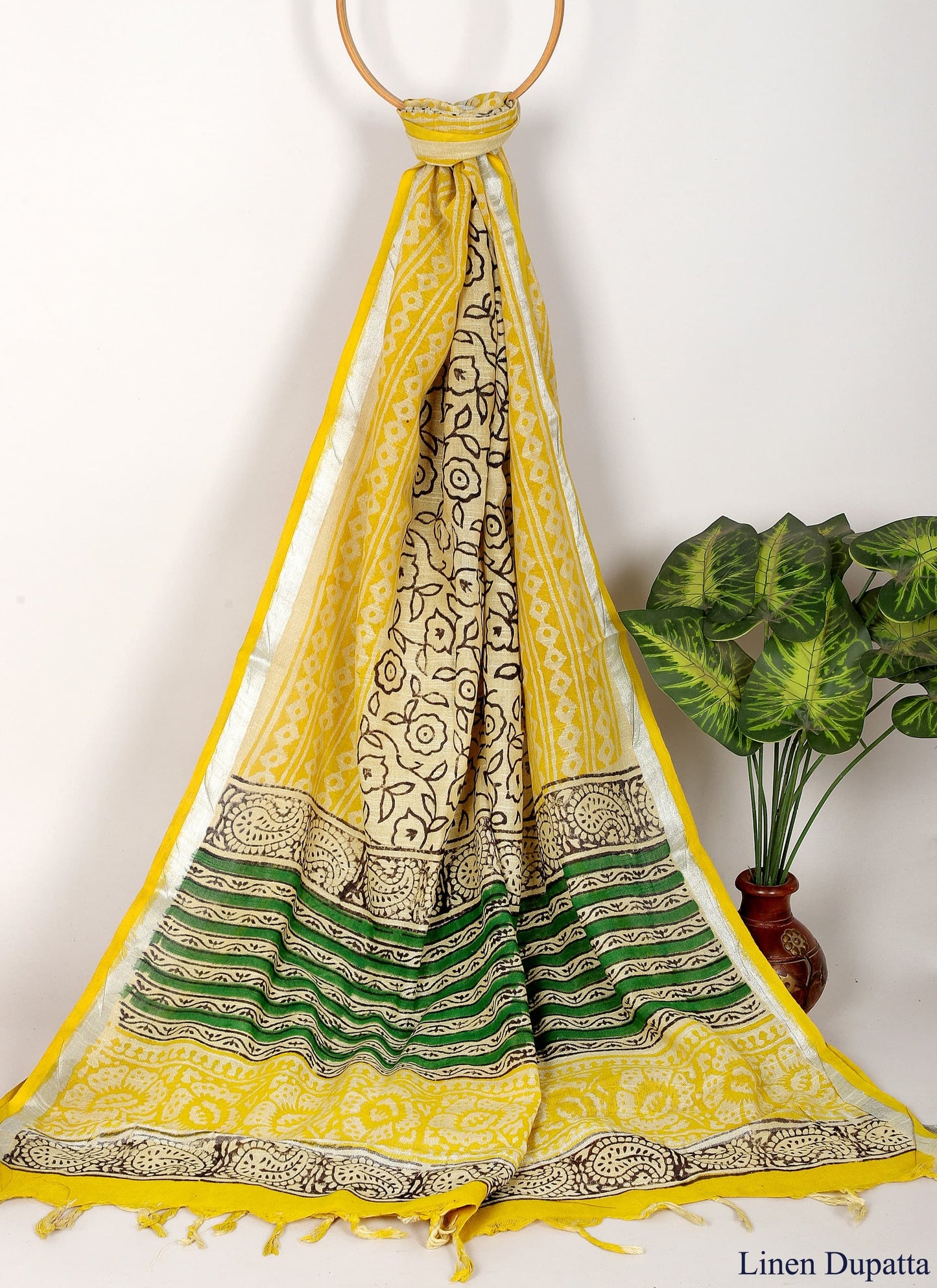 Linen Cotton Dupatta Hand block The Street Pal