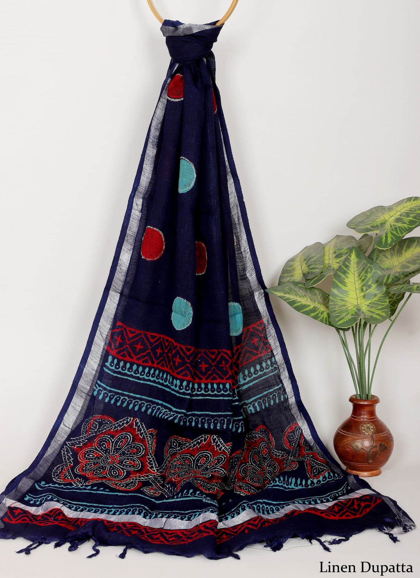 Linen Cotton Dupatta Hand block The Street Pal