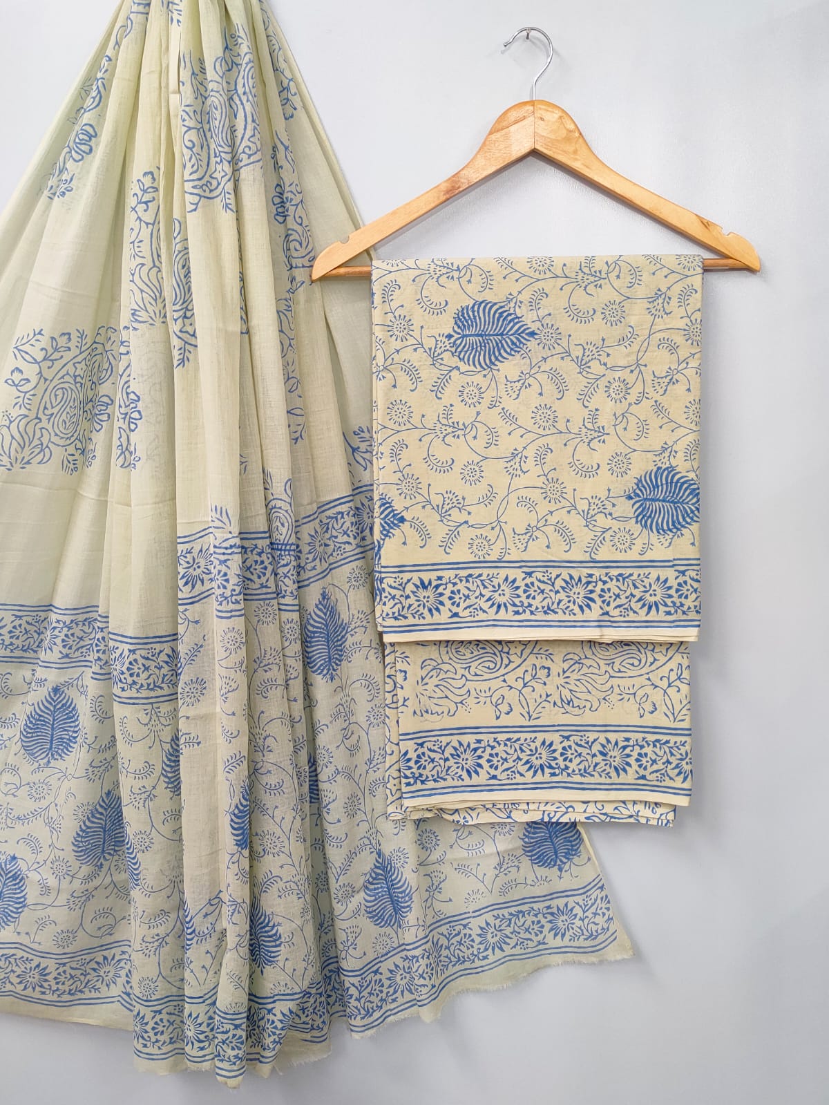 Hand Block Cotton Salwar Suit Set with Cotton Dupatta - TSPSMVJ108