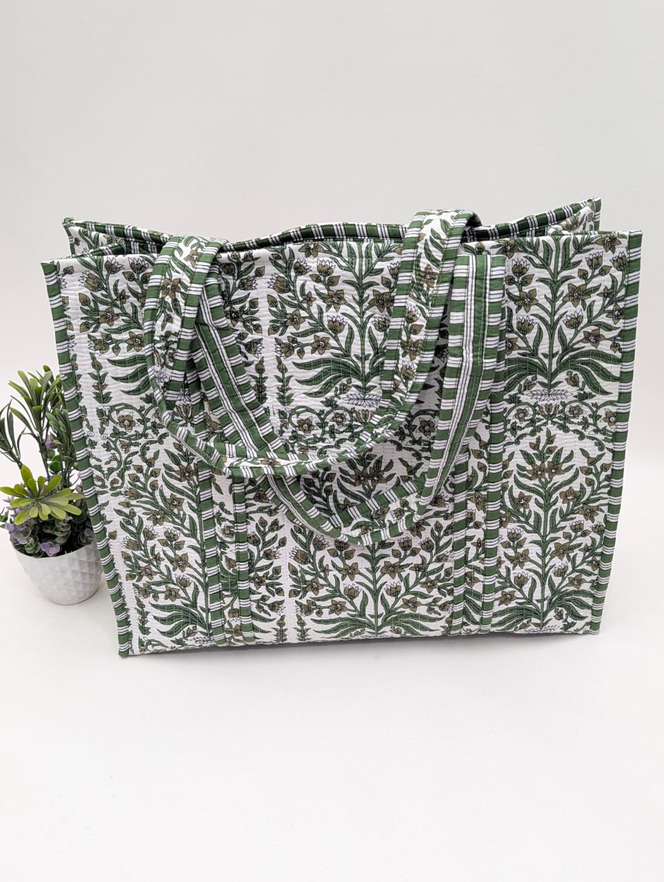 Quilted Tote Bag without zip - 17x18x 6 inches