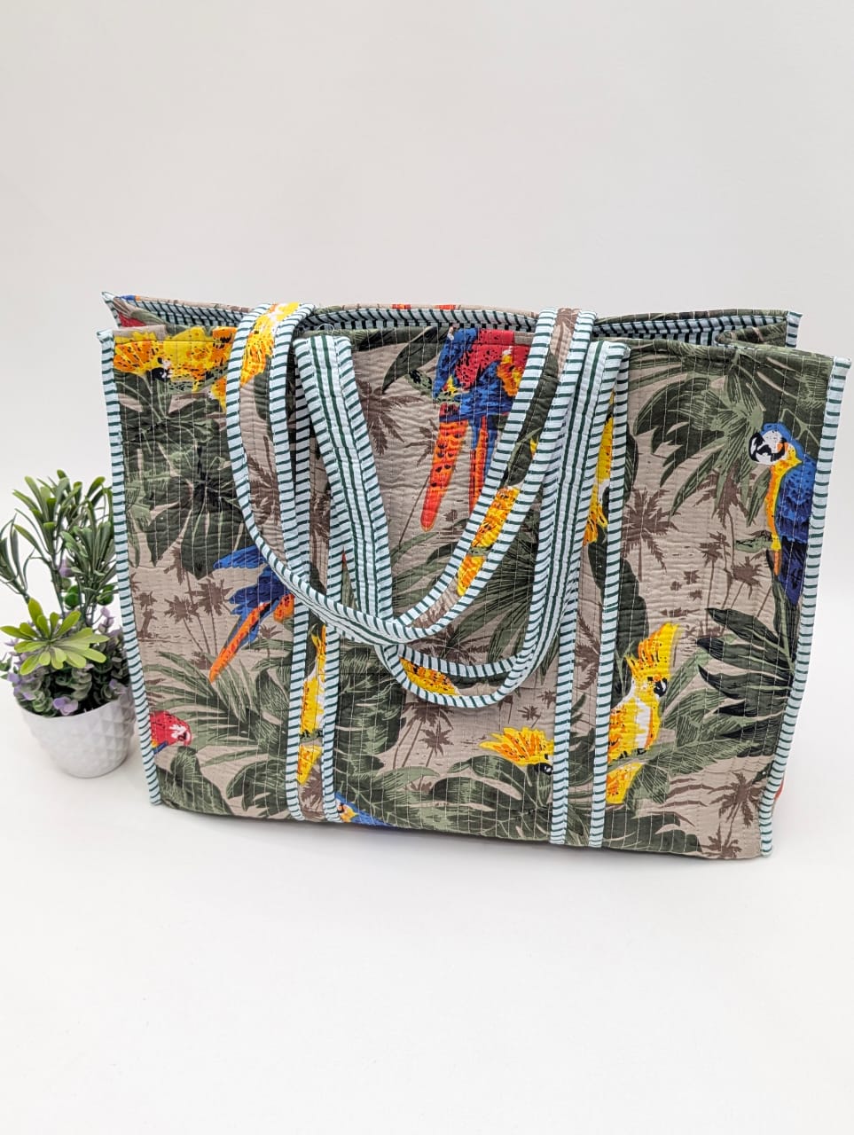 Quilted Tote Bag without zip - 17x18x 6 inches