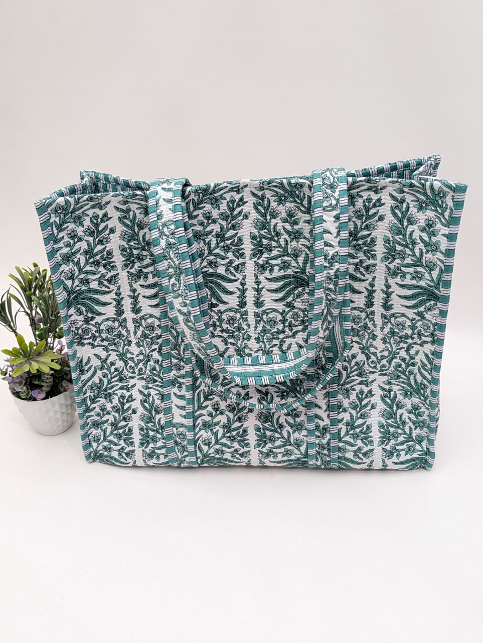 Quilted Tote Bag without zip - 17x18x 6 inches