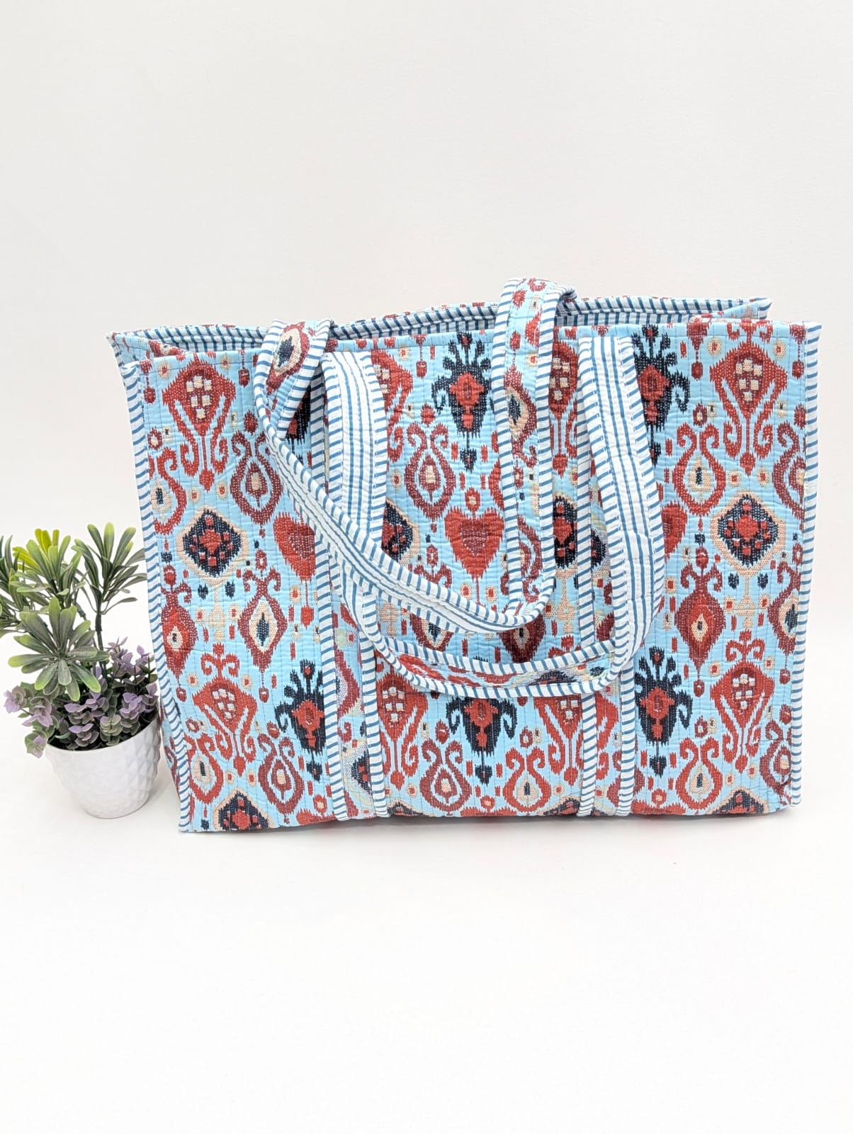 Quilted Tote Bag without zip - 17x18x 6 inches