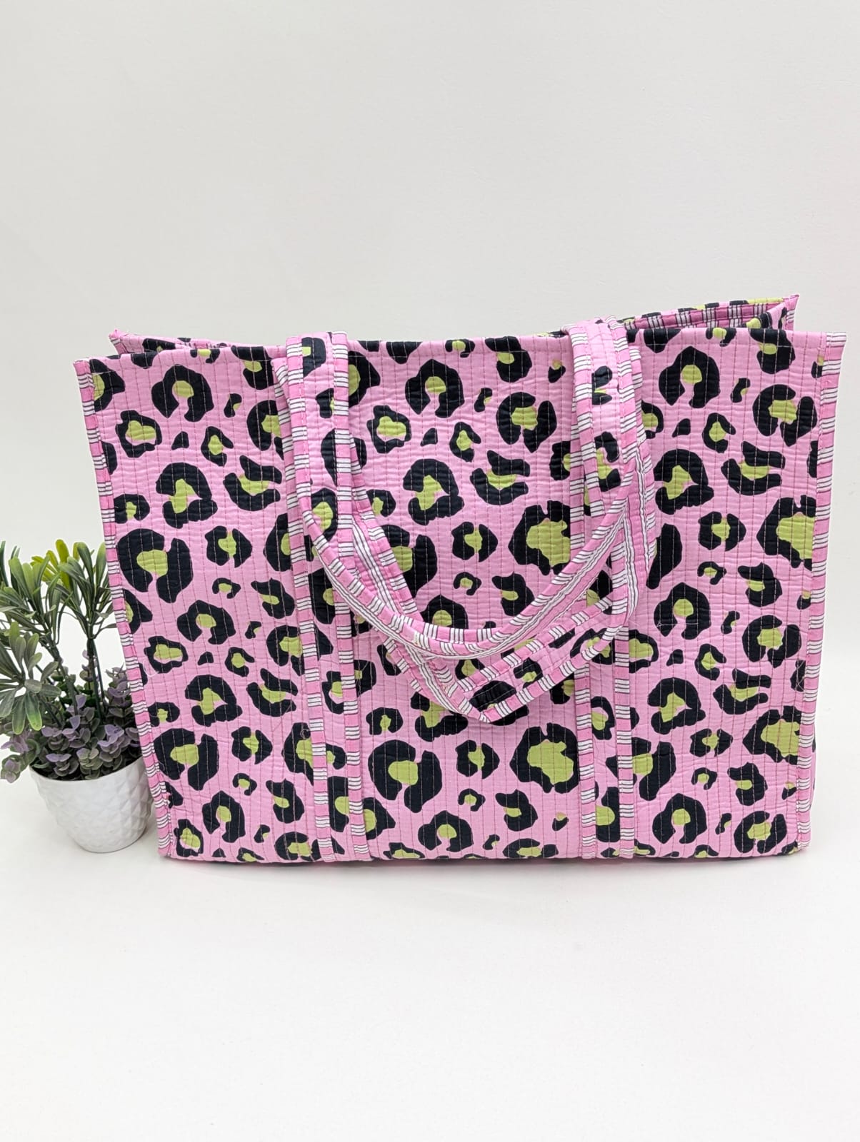 Quilted Tote Bag without zip - 17x18x 6 inches