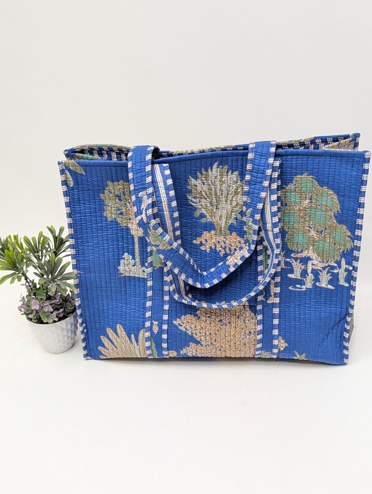 Quilted Tote Bag without zip - 17x18x 6 inches