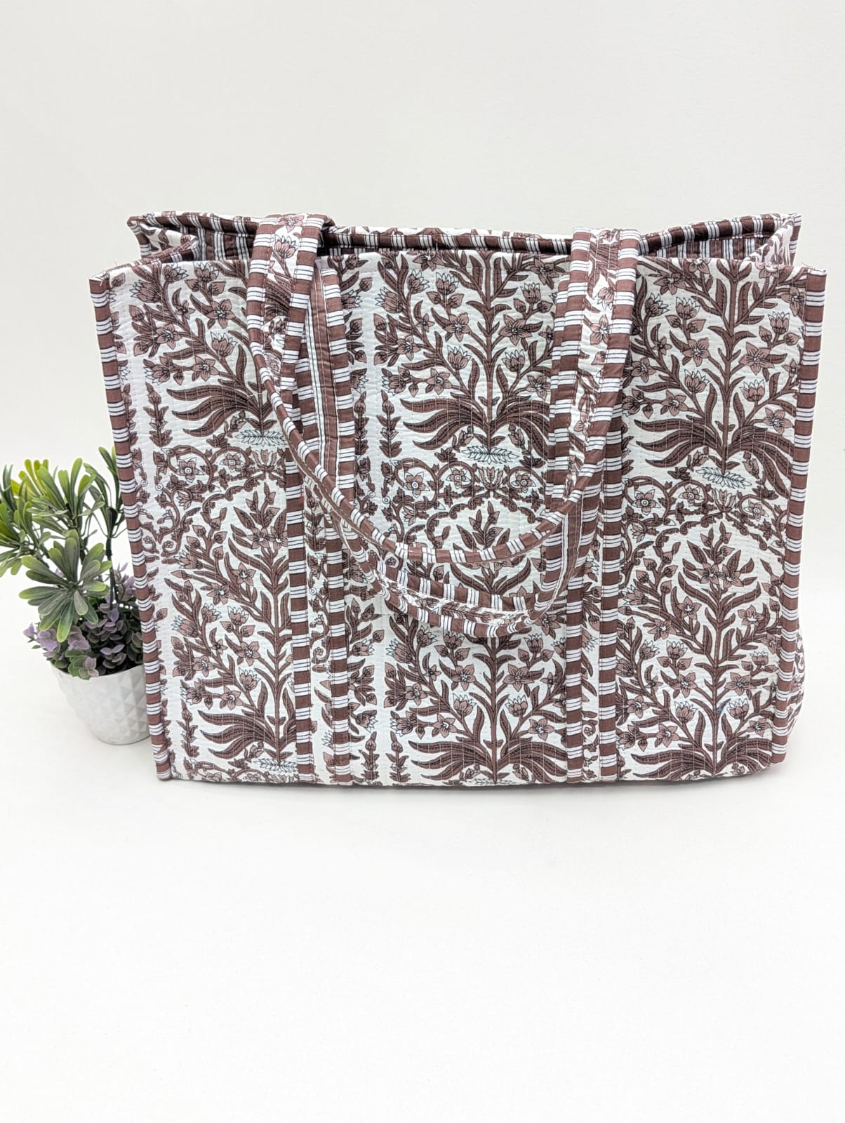 Quilted Tote Bag without zip - 17x18x 6 inches