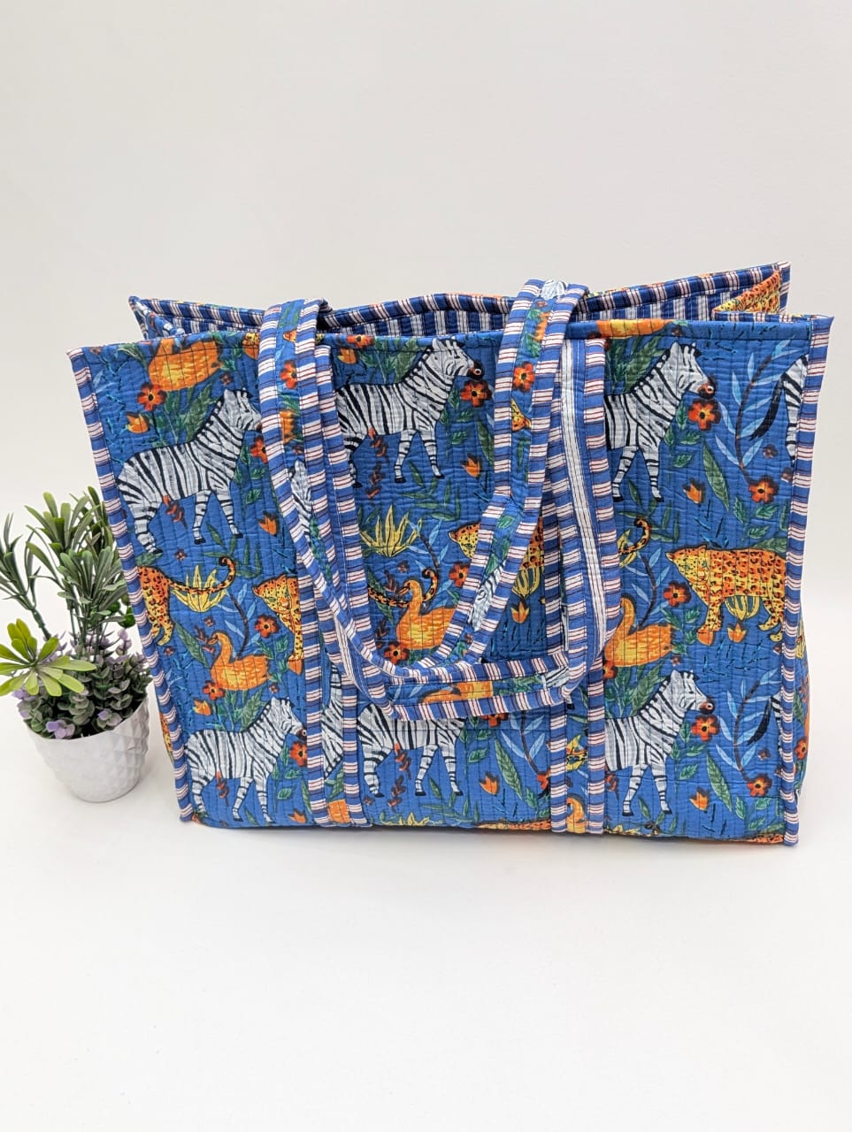 Quilted Tote Bag without zip - 17x18x 6 inches