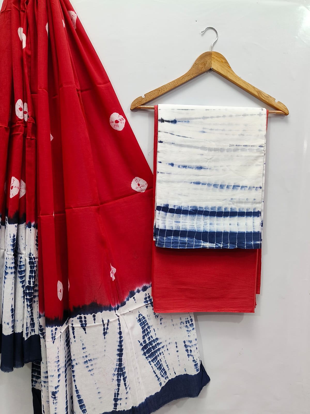Tie Die / Shibori Cotton Salwar Suit Set with Cotton Dupatta - TSPSMGB2