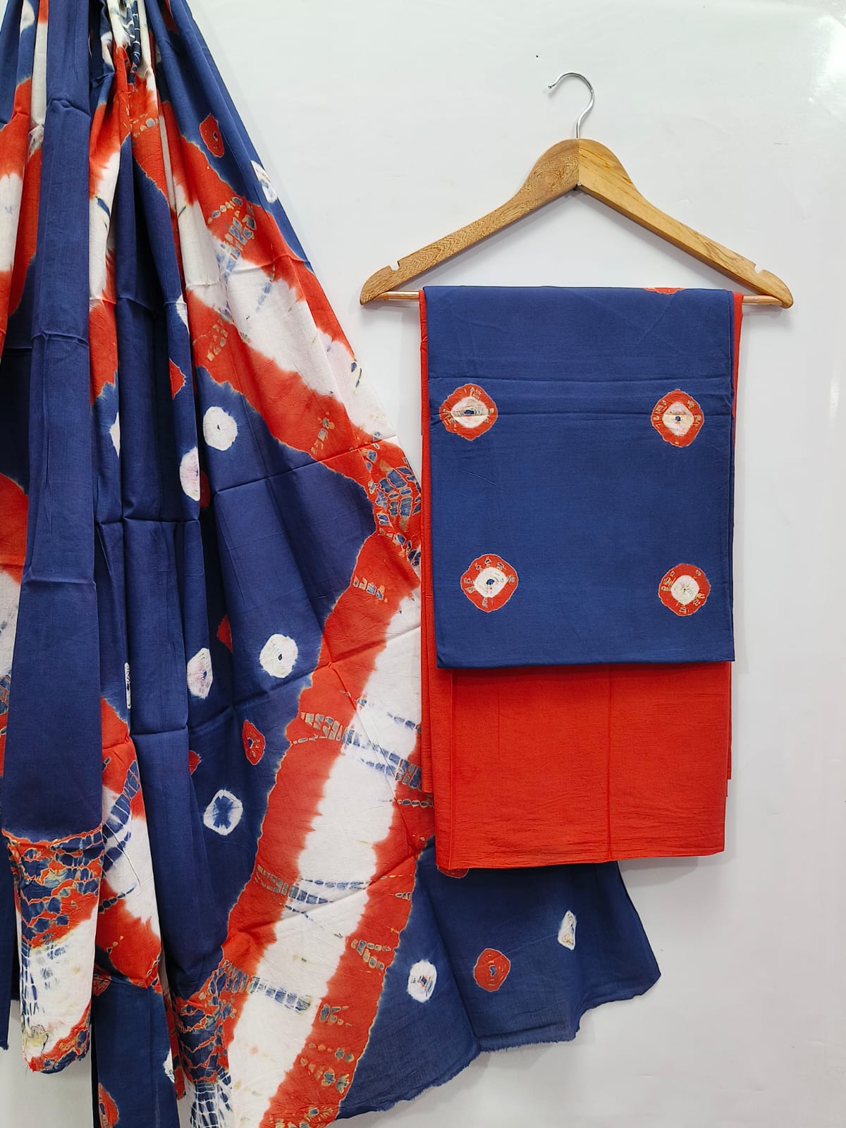 Tie Die / Shibori Cotton Salwar Suit Set with Cotton Dupatta - TSPSMGB5