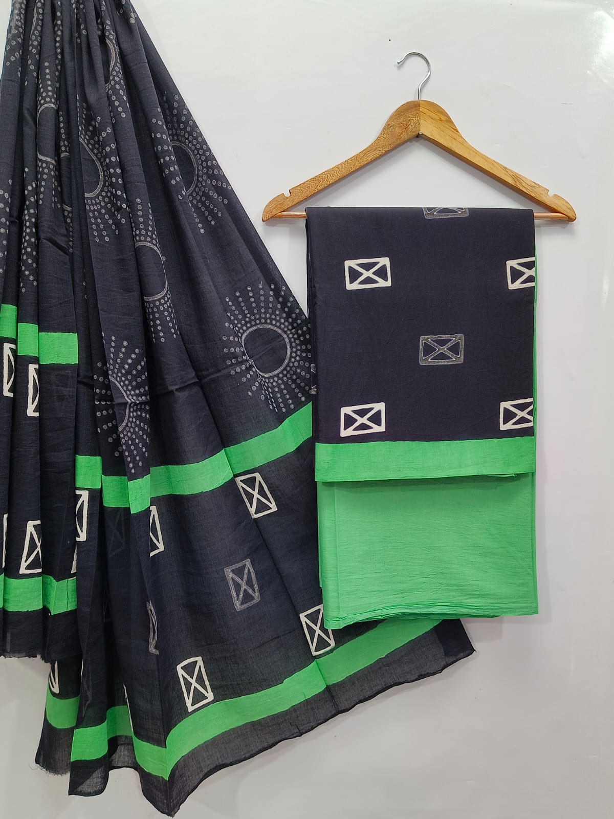 Tie Die / Shibori Cotton Salwar Suit Set with Cotton Dupatta - TSPSMGB6