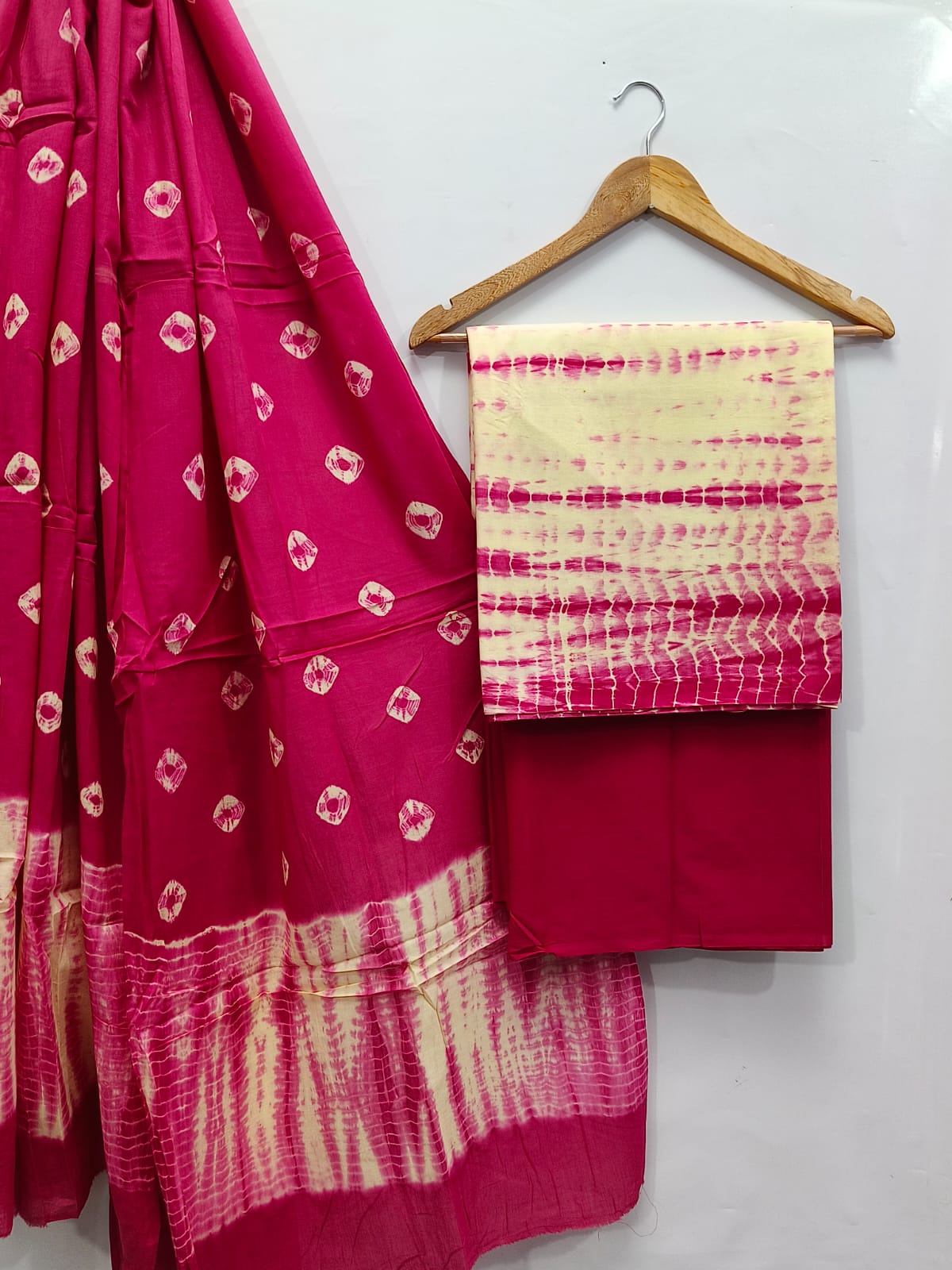 Tie Die / Shibori Cotton Salwar Suit Set with Cotton Dupatta - TSPSMGB8