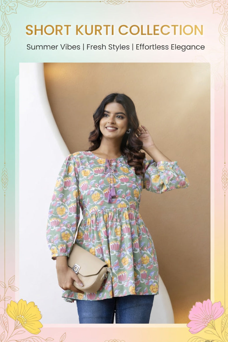 short kurtis for summer - hand block printed kurti - the street pal