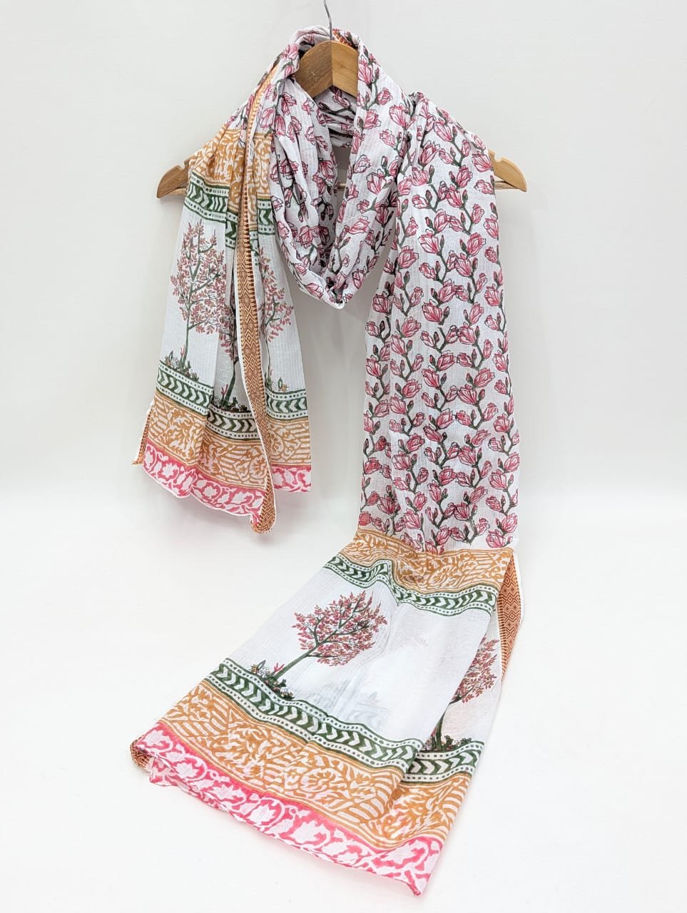 Mul-Cotton Sanganeri Hand Block Printed Dupatta