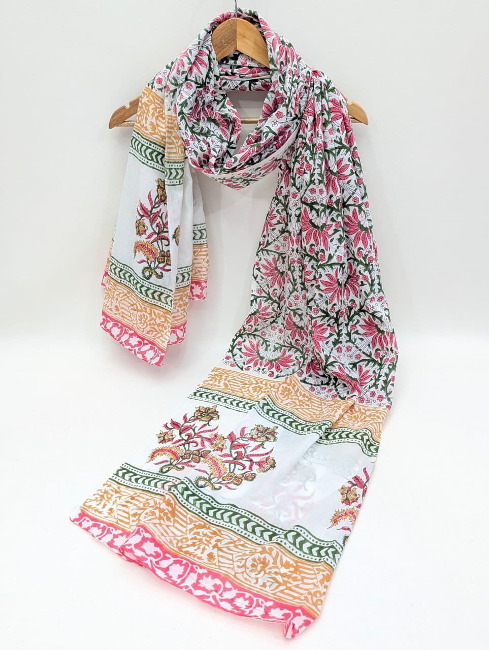 Mul-Cotton Sanganeri Hand Block Printed Dupatta