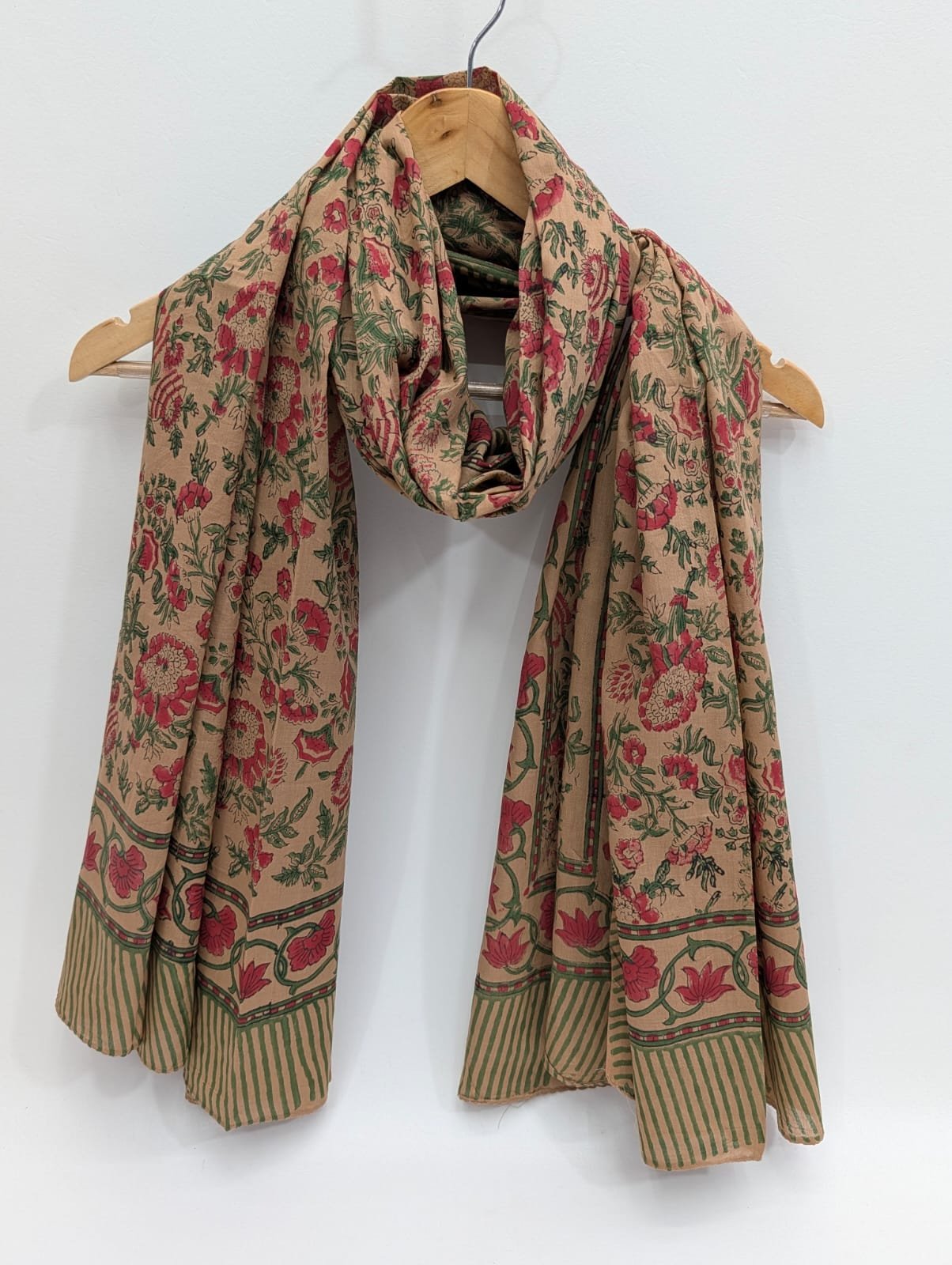 2 Meter Mul Cotton Block Printed Stole / Dupatta - Sanganeri Printed Sarong