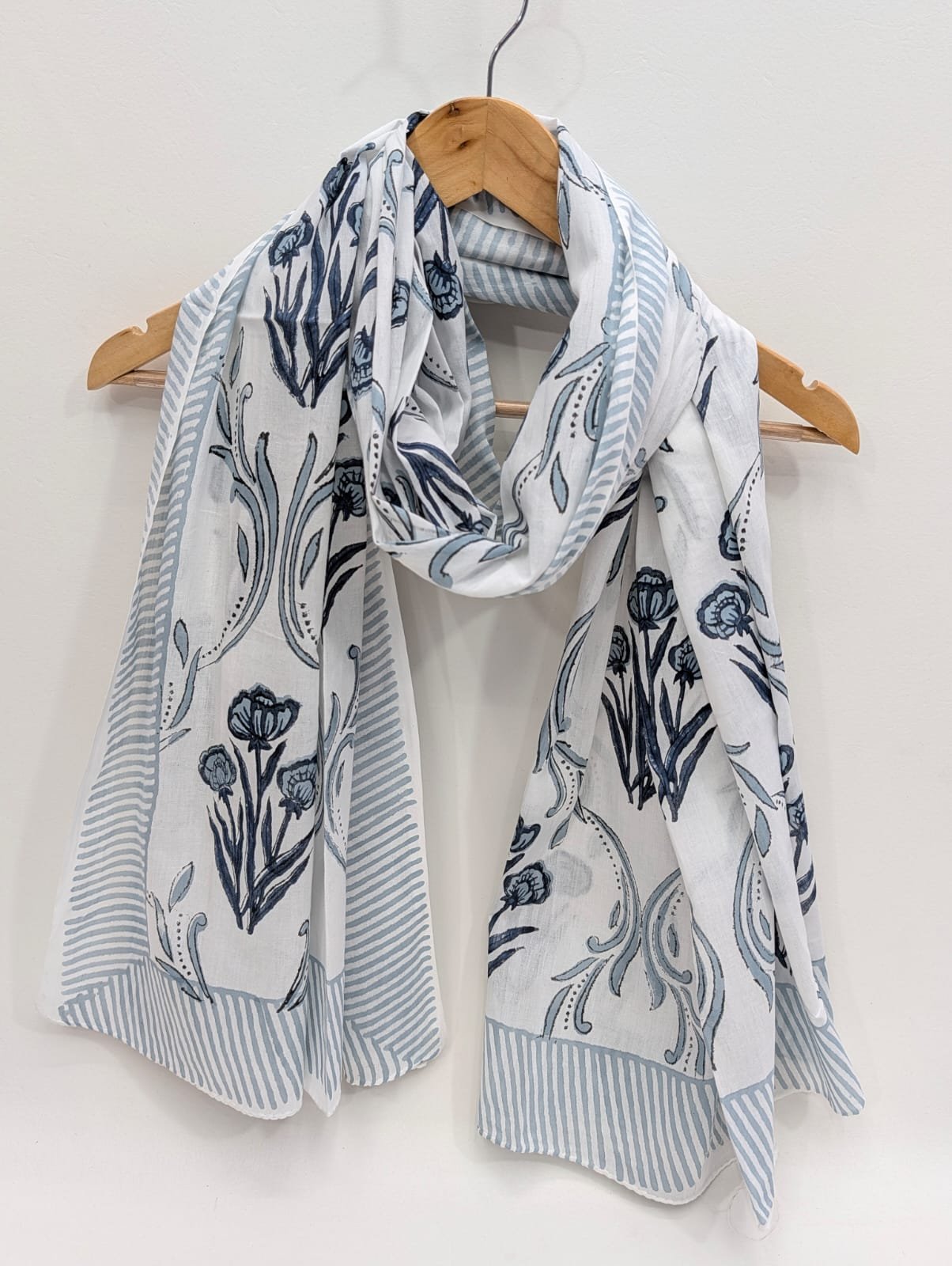 2 Meter Mul Cotton Block Printed Stole / Dupatta - Sanganeri Printed Sarong