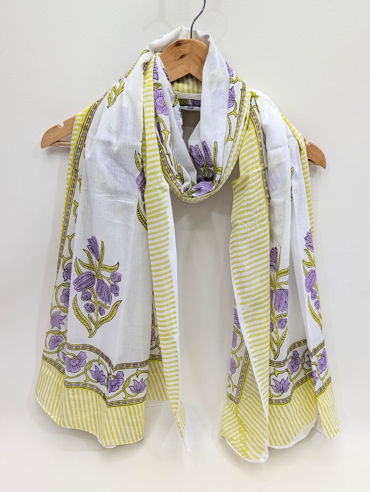 2 Meter Mul Cotton Block Printed Stole / Dupatta - Sanganeri Printed Sarong