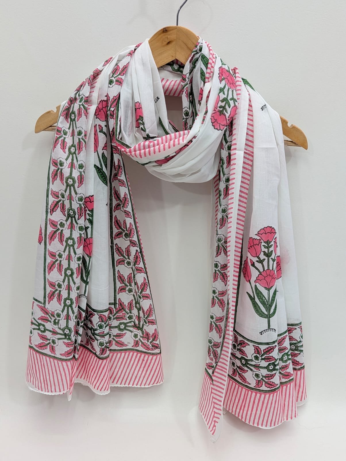 2 Meter Mul Cotton Block Printed Stole / Dupatta - Sanganeri Printed Sarong